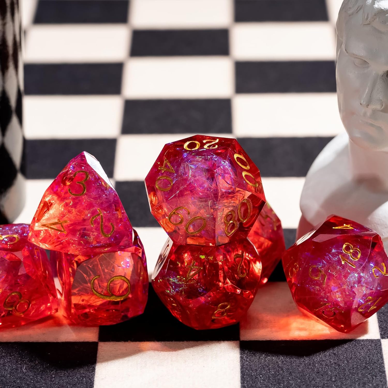 7PCS DND Dice Set,Transparent Sharp Edge Dice Set D&D RPG Polyhedral Die,for Dungeons and Dragons TTRPG Games Roleplaying Games,with Gift Box(Red)
