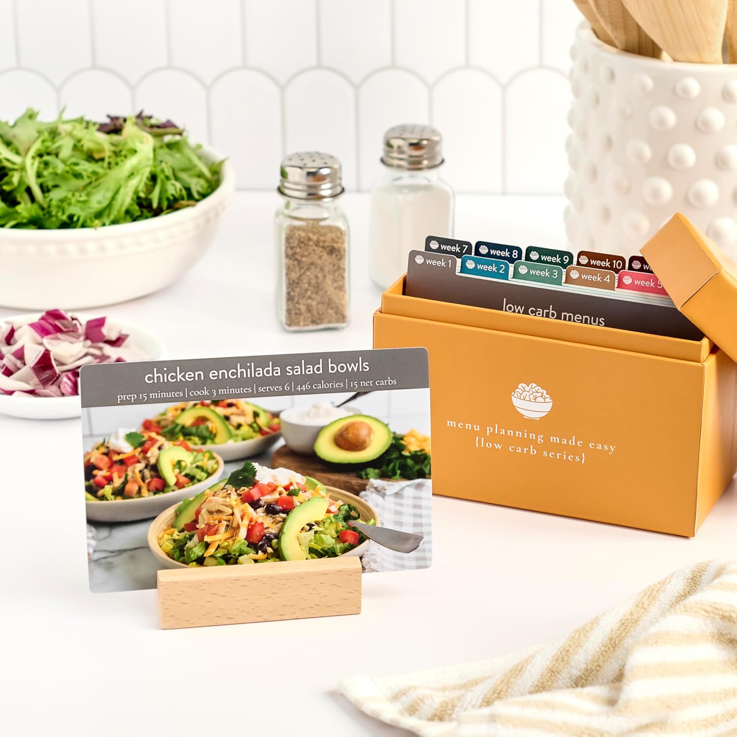 PPP Meal Planner 72 Recipe Cards (Low Carb Menu - Photo Edition) - Weekly Menu Planner | Sturdy Recipe Box | 12 Reusable Grocery Lists | 5 Blank Recipe Cards | Recipe Card Protector | Recipe Ideas