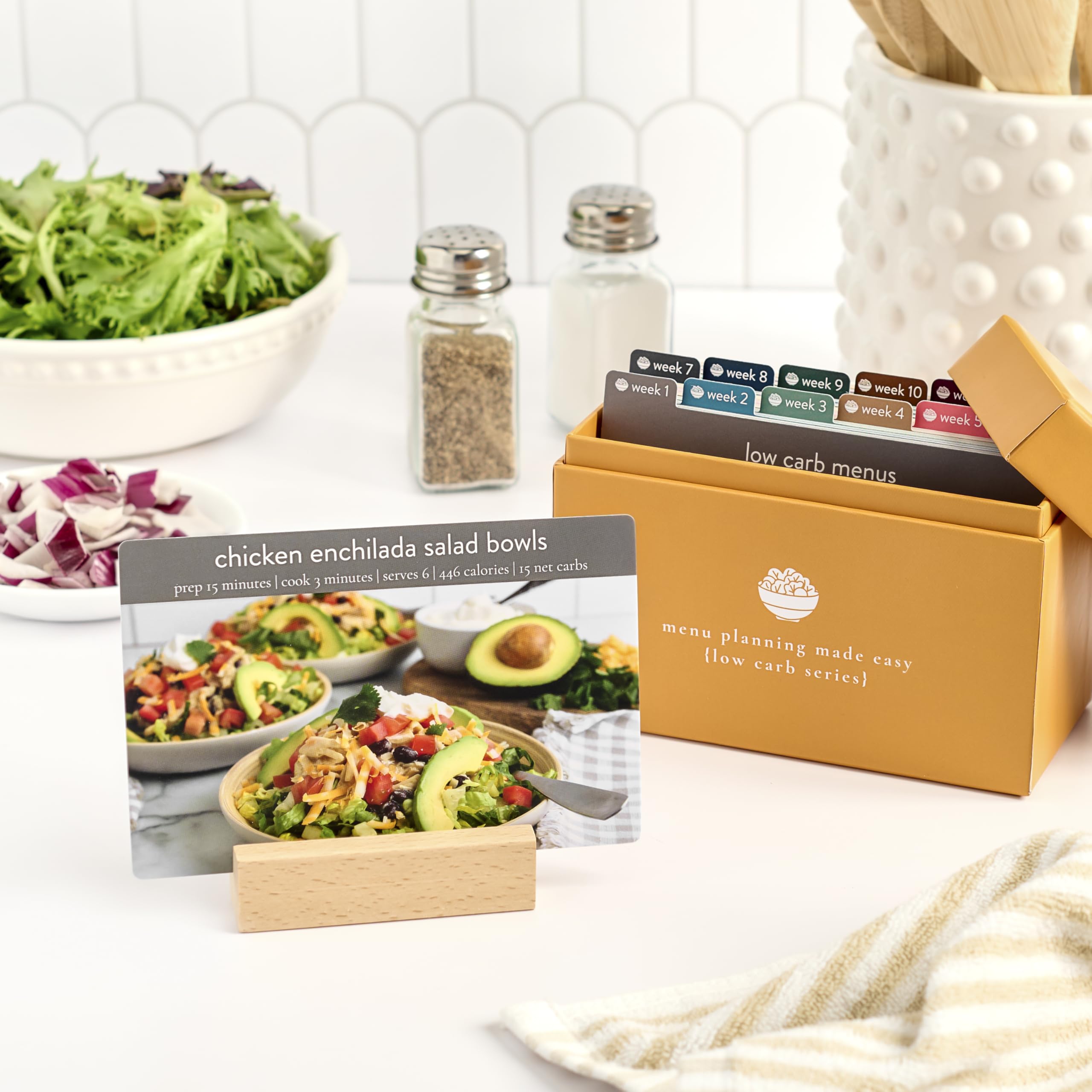 PPP Meal Planner 72 Recipe Cards (Low Carb Menu - Photo Edition) - Weekly Menu Planner | Sturdy Recipe Box | 12 Reusable Grocery Lists | 5 Blank Recipe Cards | Recipe Card Protector | Recipe Ideas