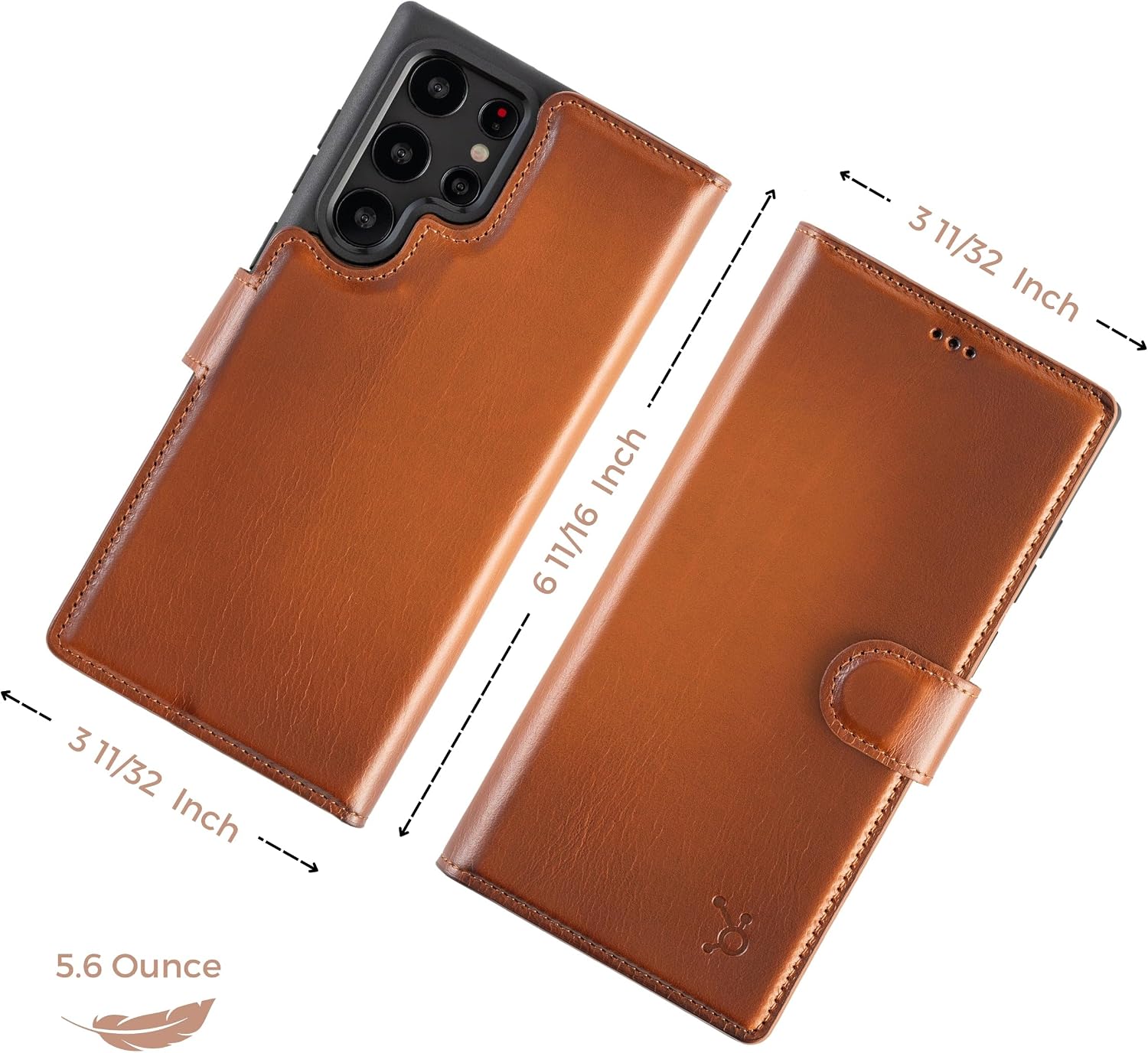 Wallet Case for Samsung Galaxy S22 Ultra - Premium Full Grain Leather, RFID Blocking, 2-in-1 Design, Magnetic Attachment, Magsafe Compatible