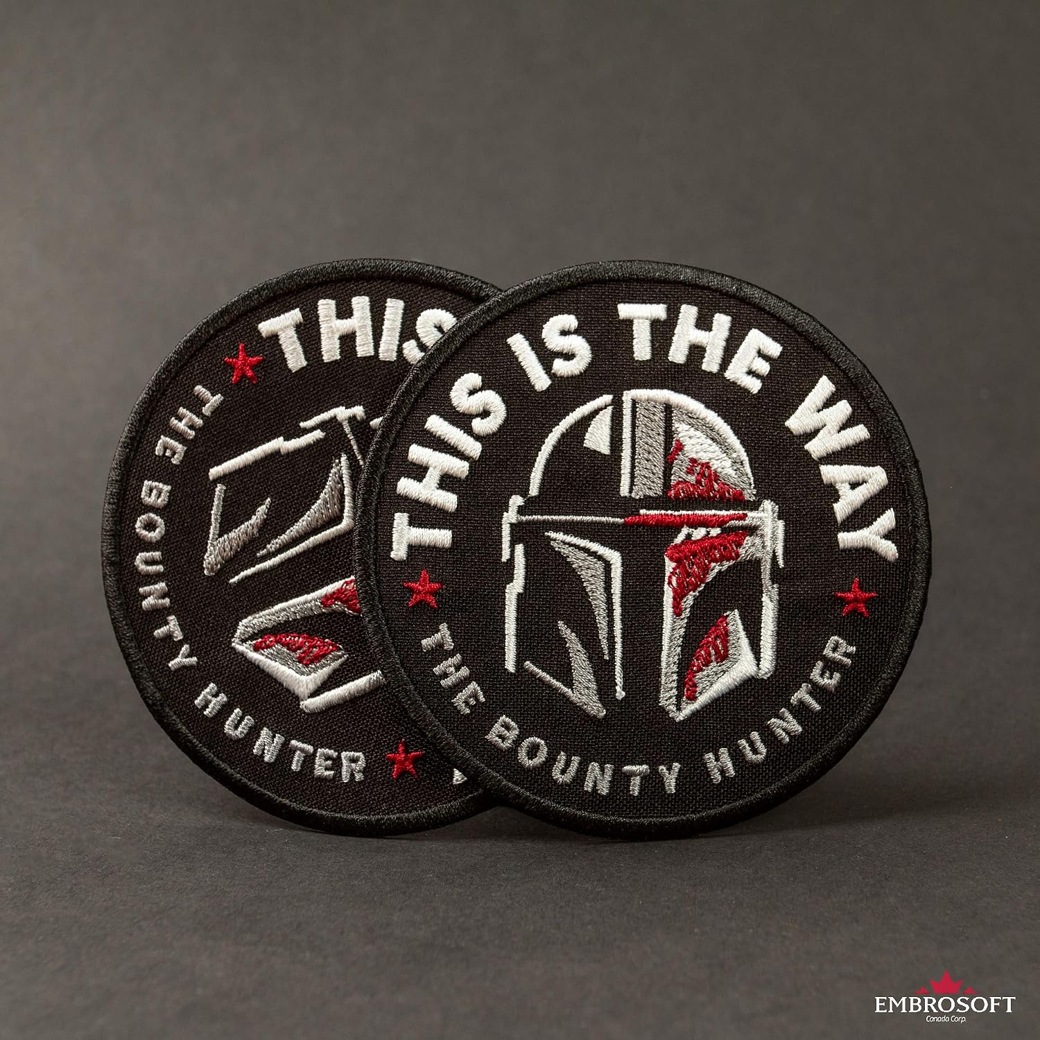 Bounty Hunter Round Patch - This is The Way - Star TV Series Morale Emblem - Embroidered Iron On - Size: 3.5 x 3.5 inches