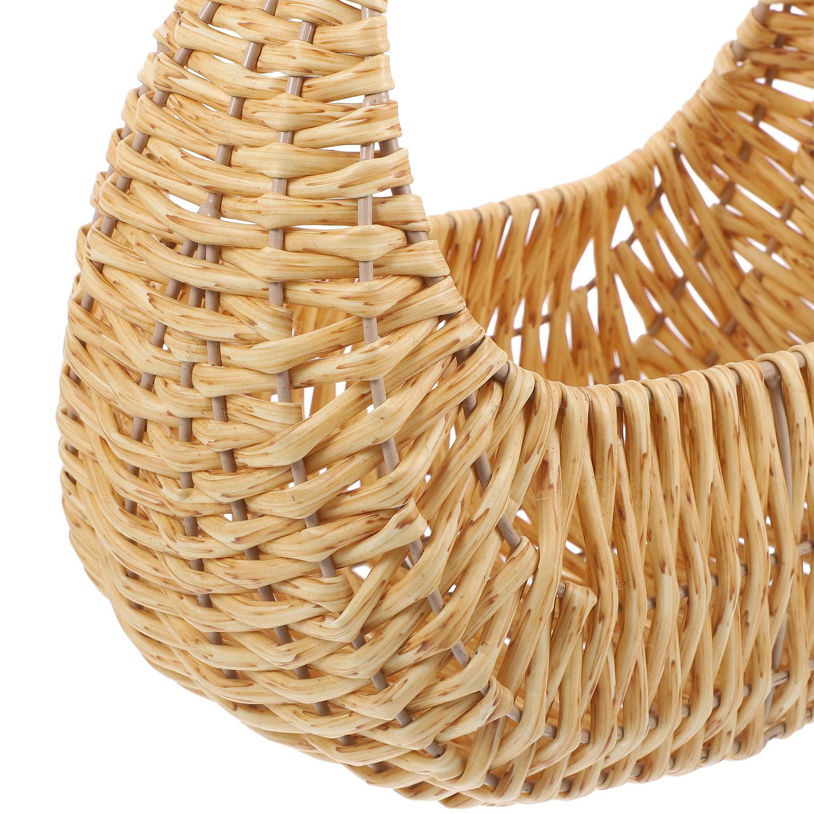 Cesta de Flores Tejida a Mano Vintage de Pp y Hierro, Beige