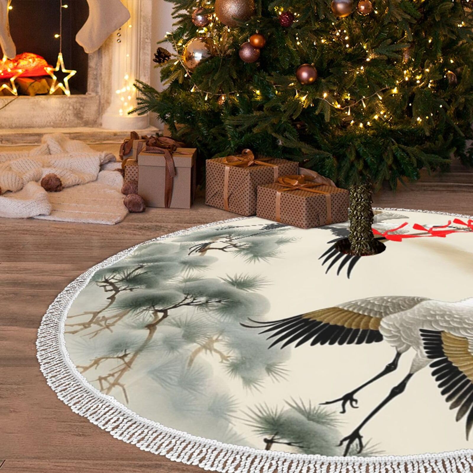 Jupe de sapin de Noël avec pompons, le cadeau idéal pour décorer