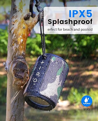 Miniatura 3 de LENRUE Pequeño altavoz Bluetooth portátil con luces, sonido envolvente estéreo TWS, alimentación tipo C, Bluetooth 5.3, entrada de tarjeta TF,