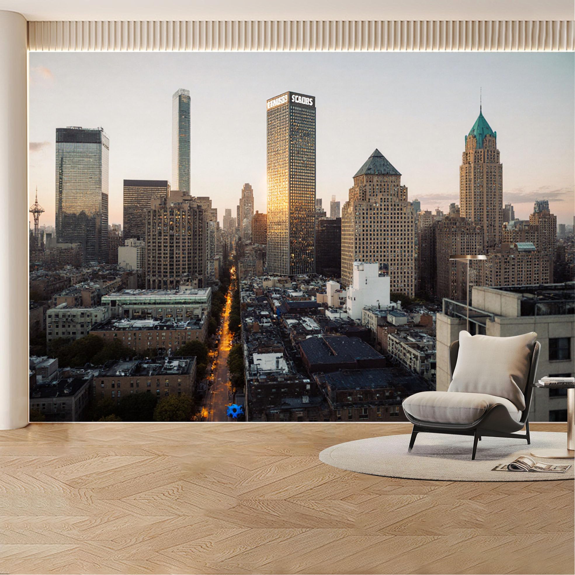 Custom Wall Mural Wallpaper City Skyline Landscape Modern Wall Decor Large Wall Art Urban Sunset Removable SelfAdhesive Large Photo for Living Room， Bedroom， Office