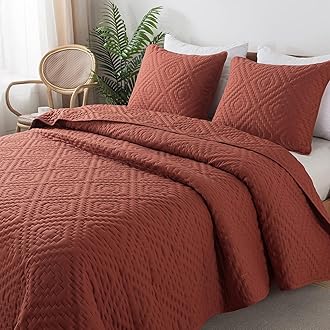 R.SHARE Oversized California King Size Quilt Bedding Sets with Pillow Shams, Burnt Orange Cal King Lightweight Soft Bedspread Coverlet for All Season, 118x106 inchesOEKO-TEX STANDARD 100