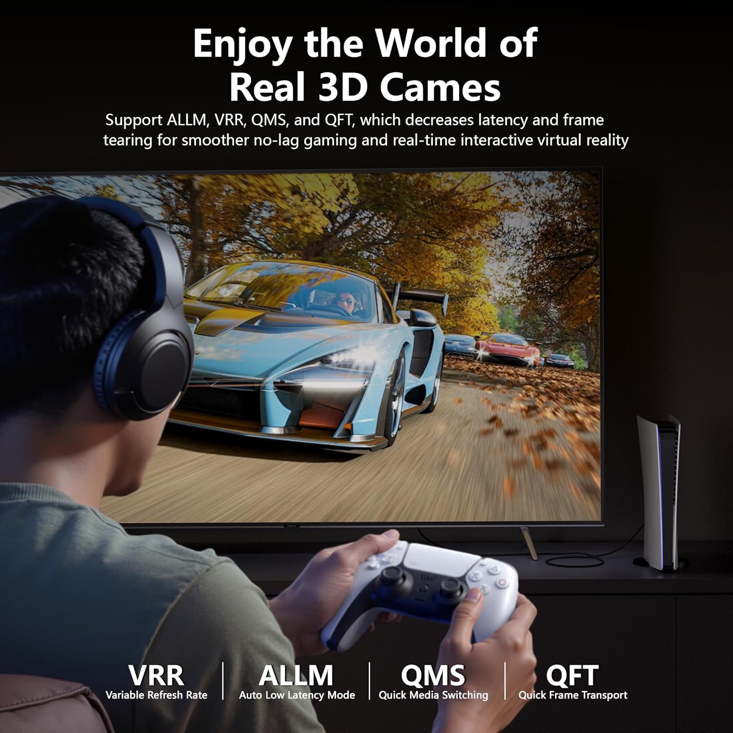 16K 8K HDMI 2.2 Cable 96Gbps 3.3T/1M, Ultra High Speed HDMI Gaming Cord Support 4K@480Hz 8K@240Hz, HDCP 2.2&2.3, Dynamic HDR, eARC,DTS:X, Compatible with PC/Monitor TV/HDTV/PS5/Blu-ray - Image 5