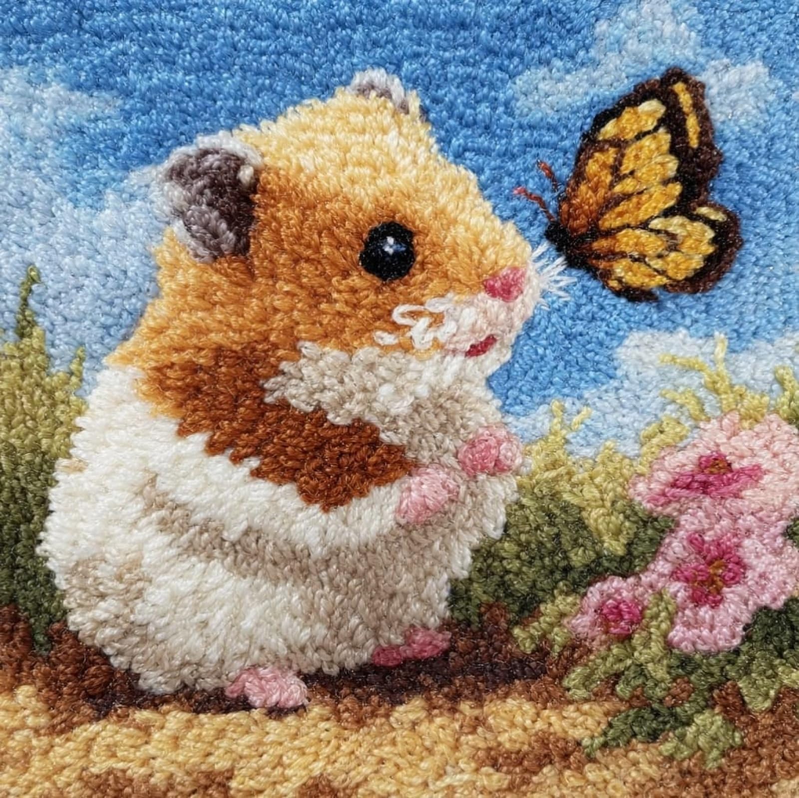 Wallustrioaw Hamsters And Butterflies Latch Hook Pillowcase Kits 17X17in,