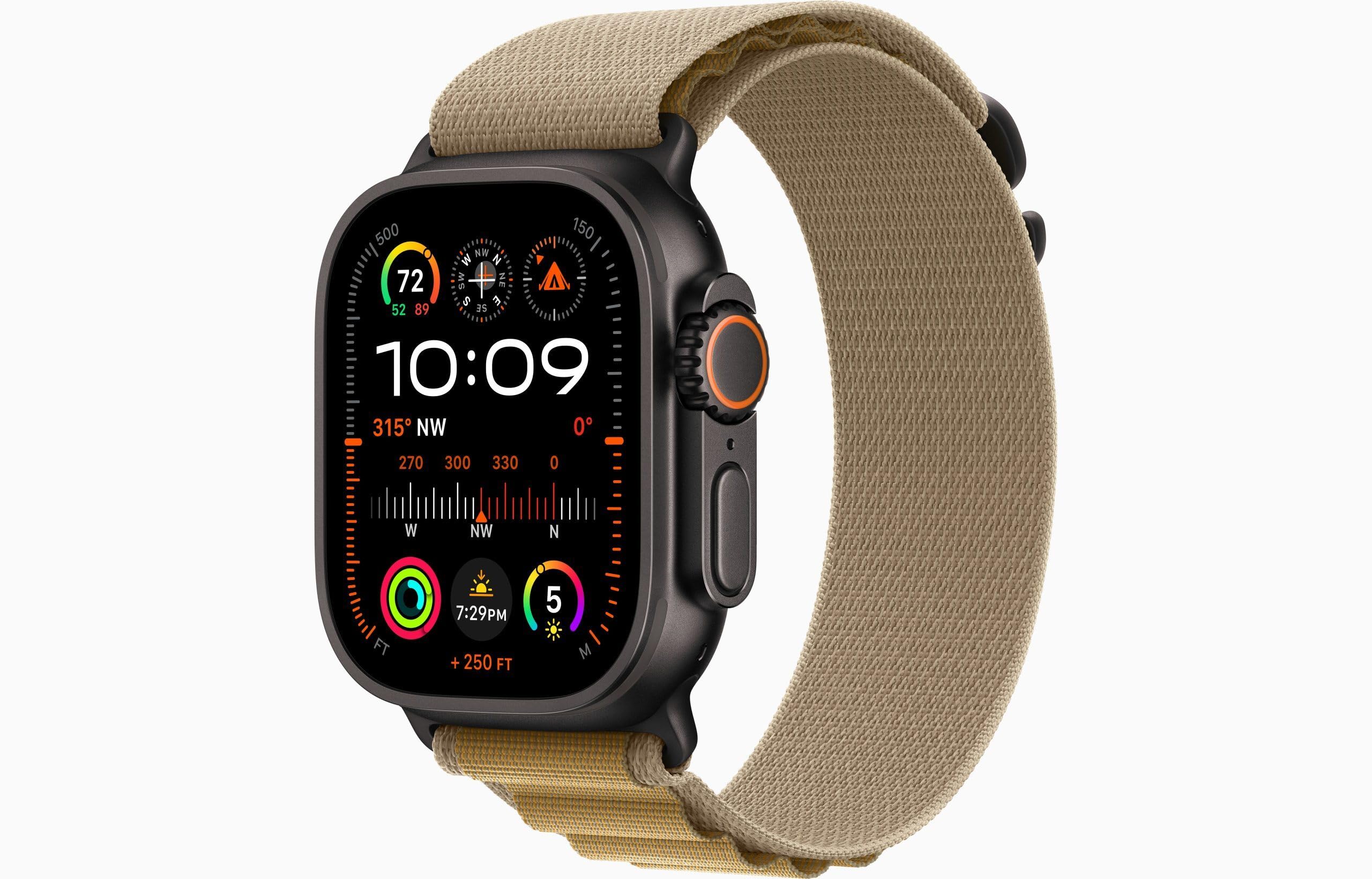 Apple Watch Ultra 2 [GPS + Cellular, 49mm] Black Titanium Case with Tan Alpine Loop | Rugged Adventure Smartwatch - main product image