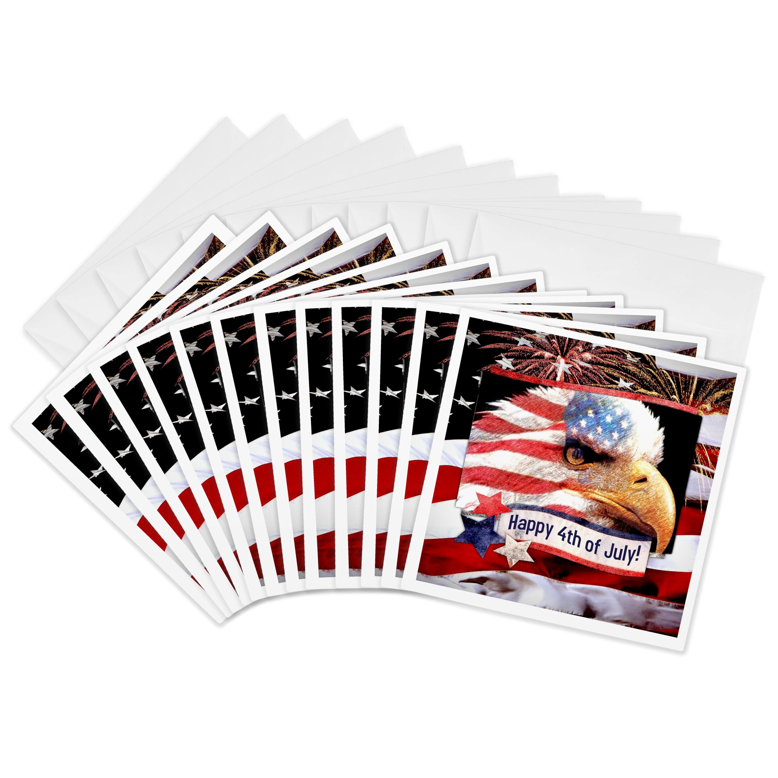 3dRose gc_24146_2 6 x 6-Inch "Happy 4Th" Greeting Card (Pack of 12)