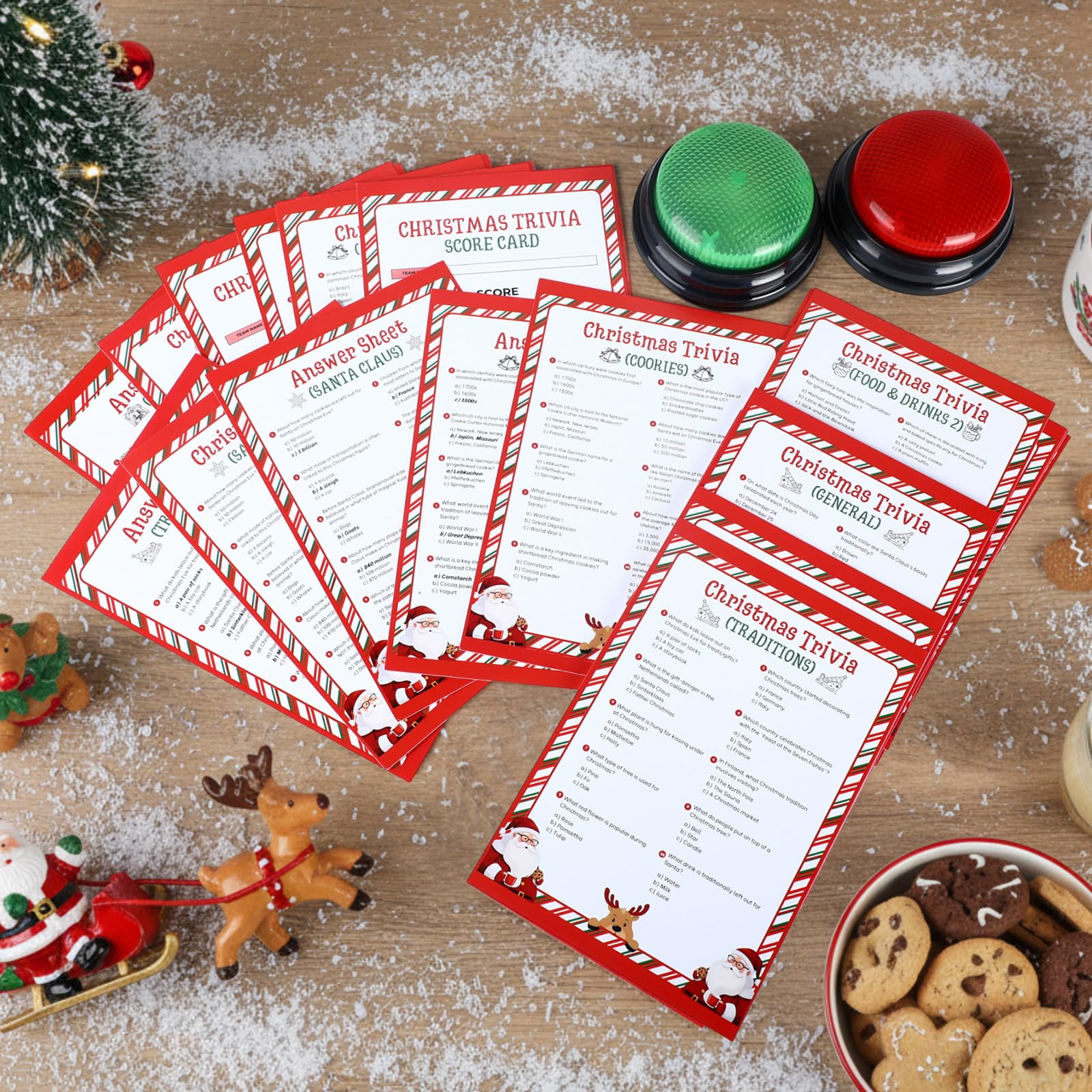 Juegos de feud para adultos con 2 zumbadores, juego de fiesta de trivia de Navidad, festival de Navidad, actividad de adivinación para eventos festivos anuales, oficina, decoraciones de fiesta de