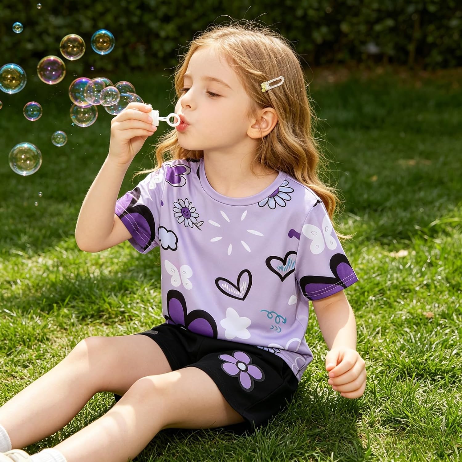 Toddler Girl Clothes Floral Printed Top and Shorts Outfits 2Pcs Little Girls Clothing Set Size 3-7 Years