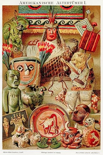 Miniatura 3 de Póster laminado de América Latina Maya Inca y Azteca Antigüedades 1895 de borrado en seco, arte de pared de 12 x 18 pulgadas