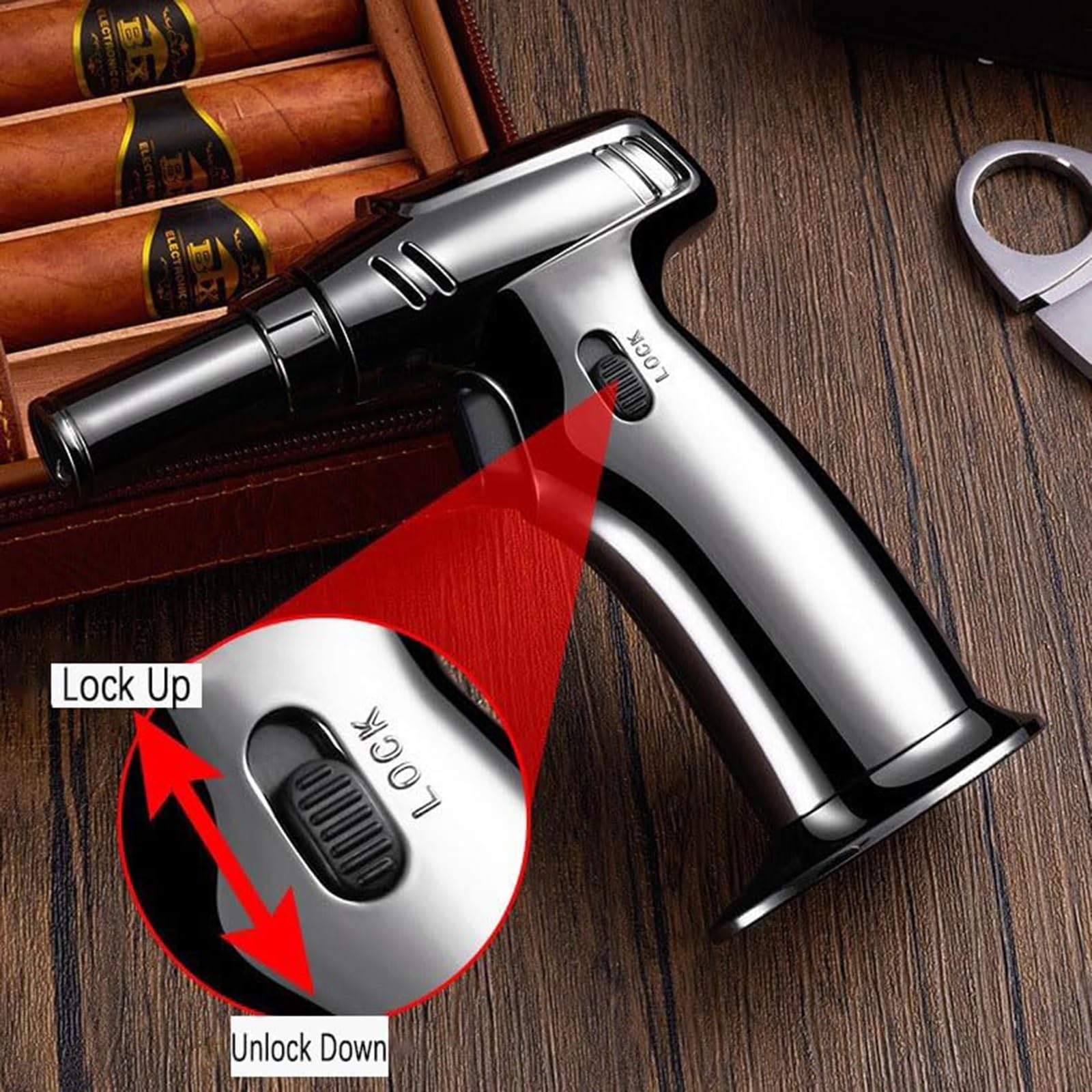 Linterna de butano, mini encendedor de llama recargable para cocinar, hornear, soldar, barbacoa, soplete portátil ajustable