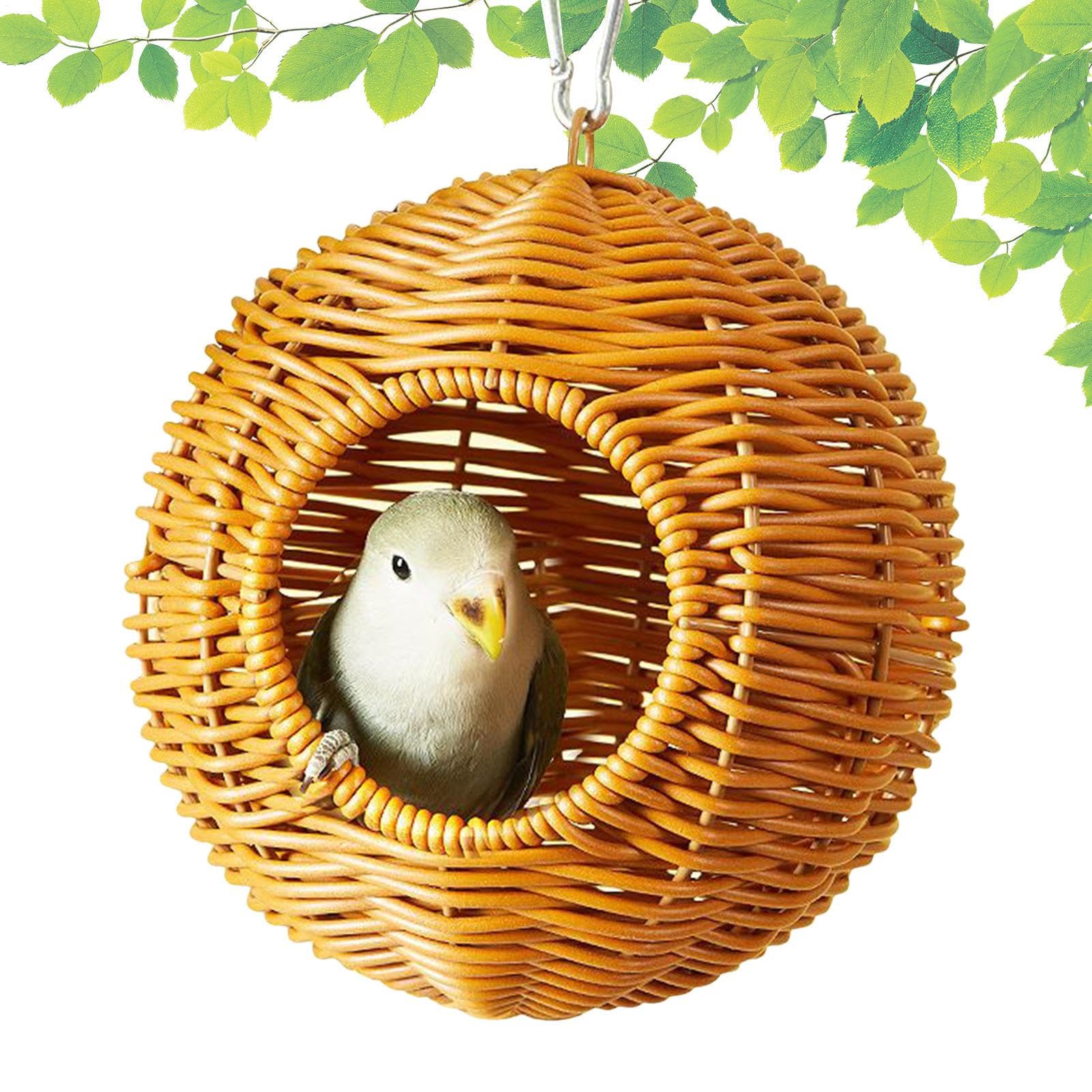 Nichoir à oiseaux imitation rotin suspendu pour égayer votre volière