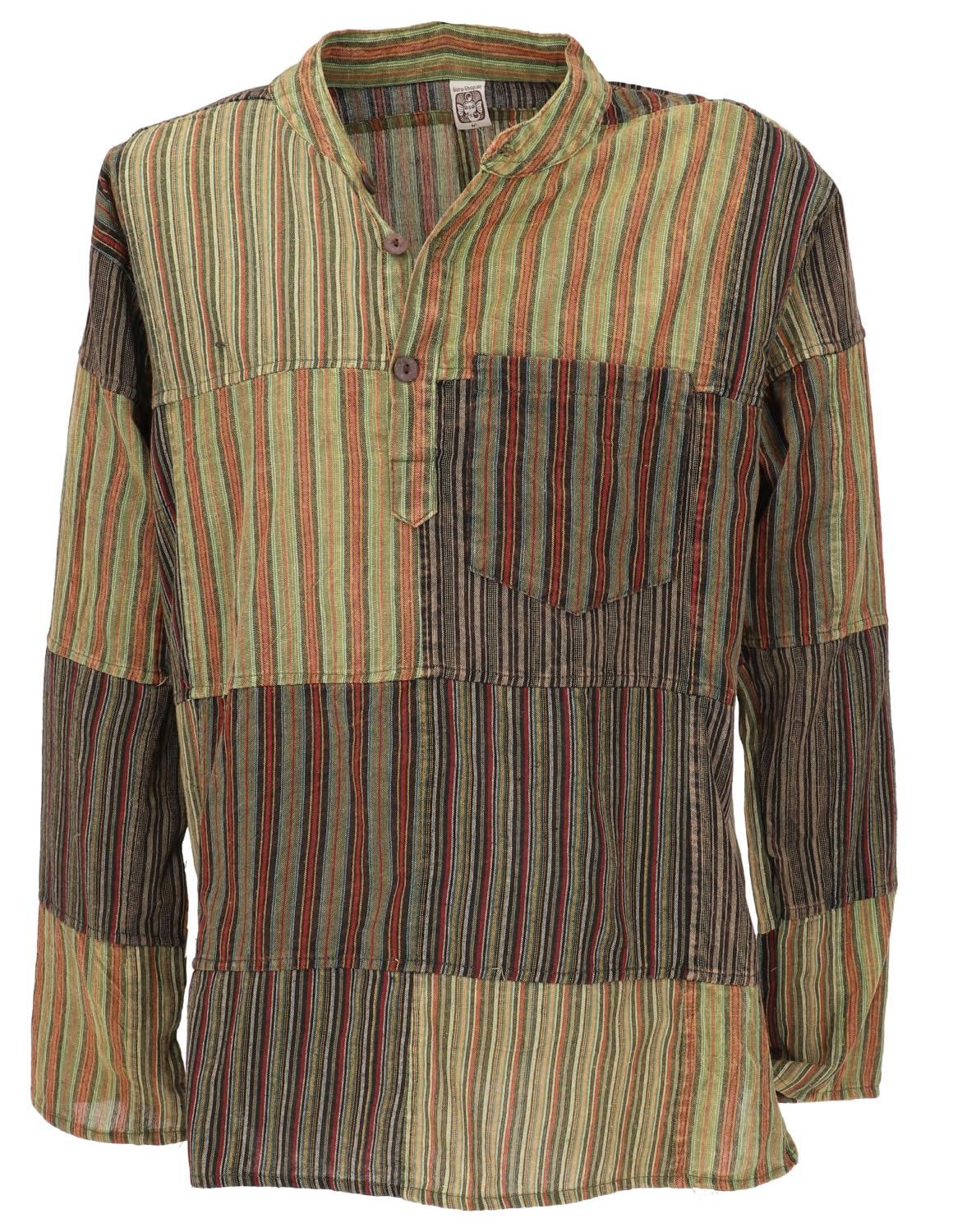 Chemise patchwork ethnique du Népal ample en coton pour homme en quête d'originalité