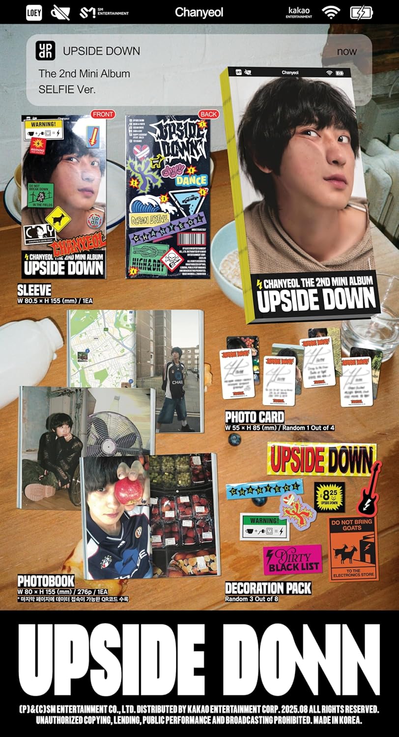 E'XO Chanyeol Upside Down 2nd Mini Album with Tracking Sealed (Full Set(On+Off+Selfie+0V+1BV))