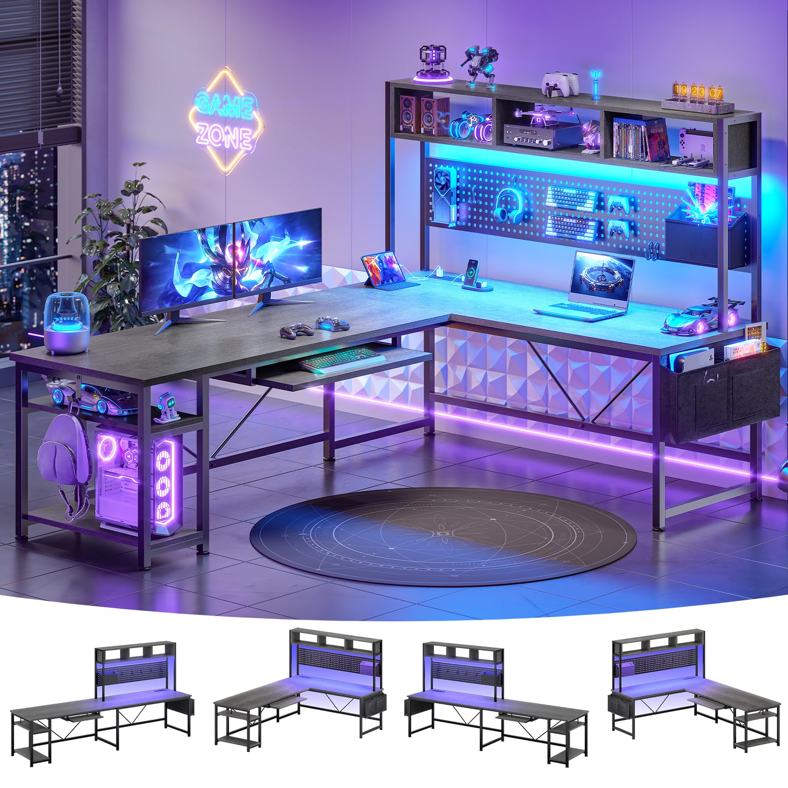 SEDETA 94.5" Desk Pegboard Power