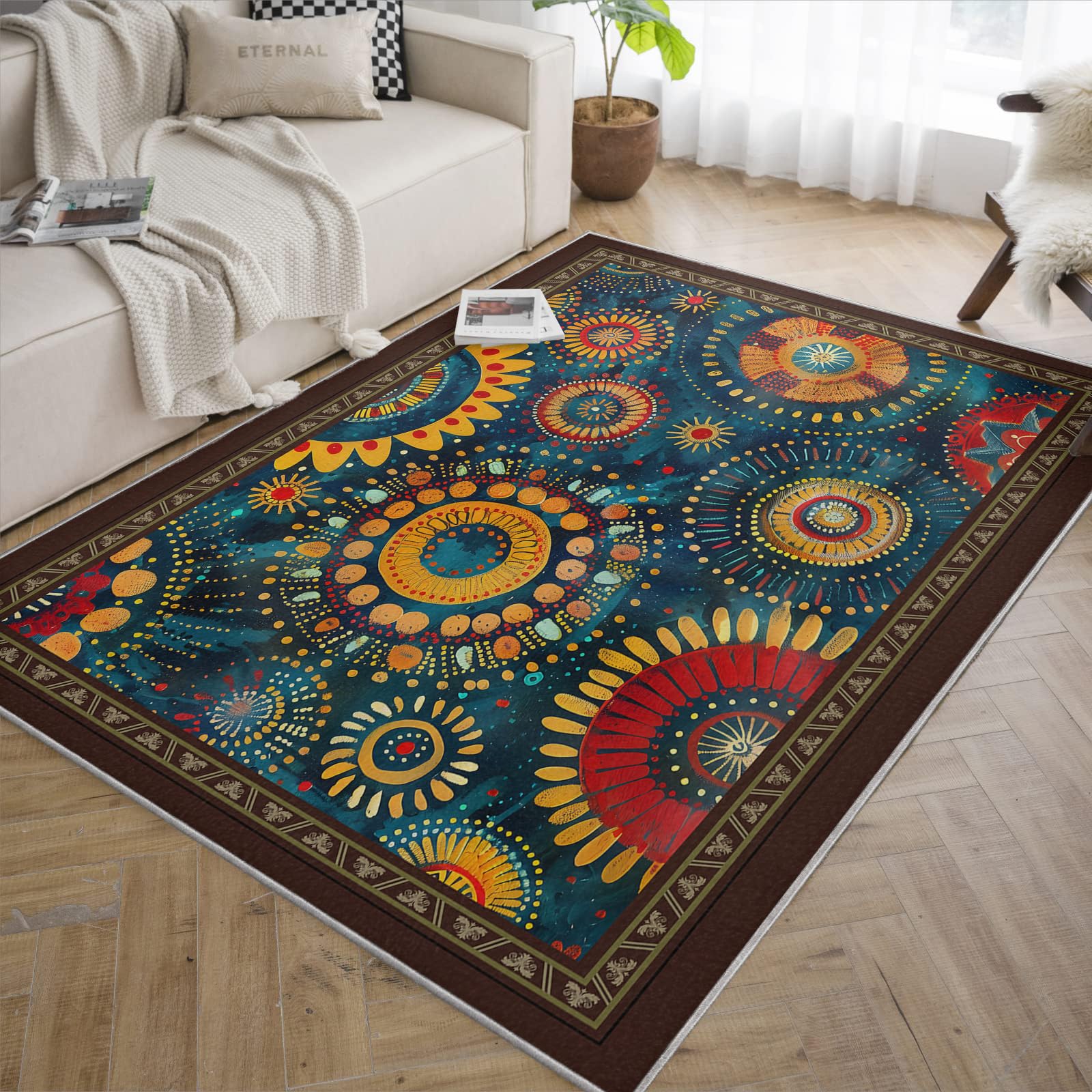 Tapis Salon bohème Doux Lavable 60x120