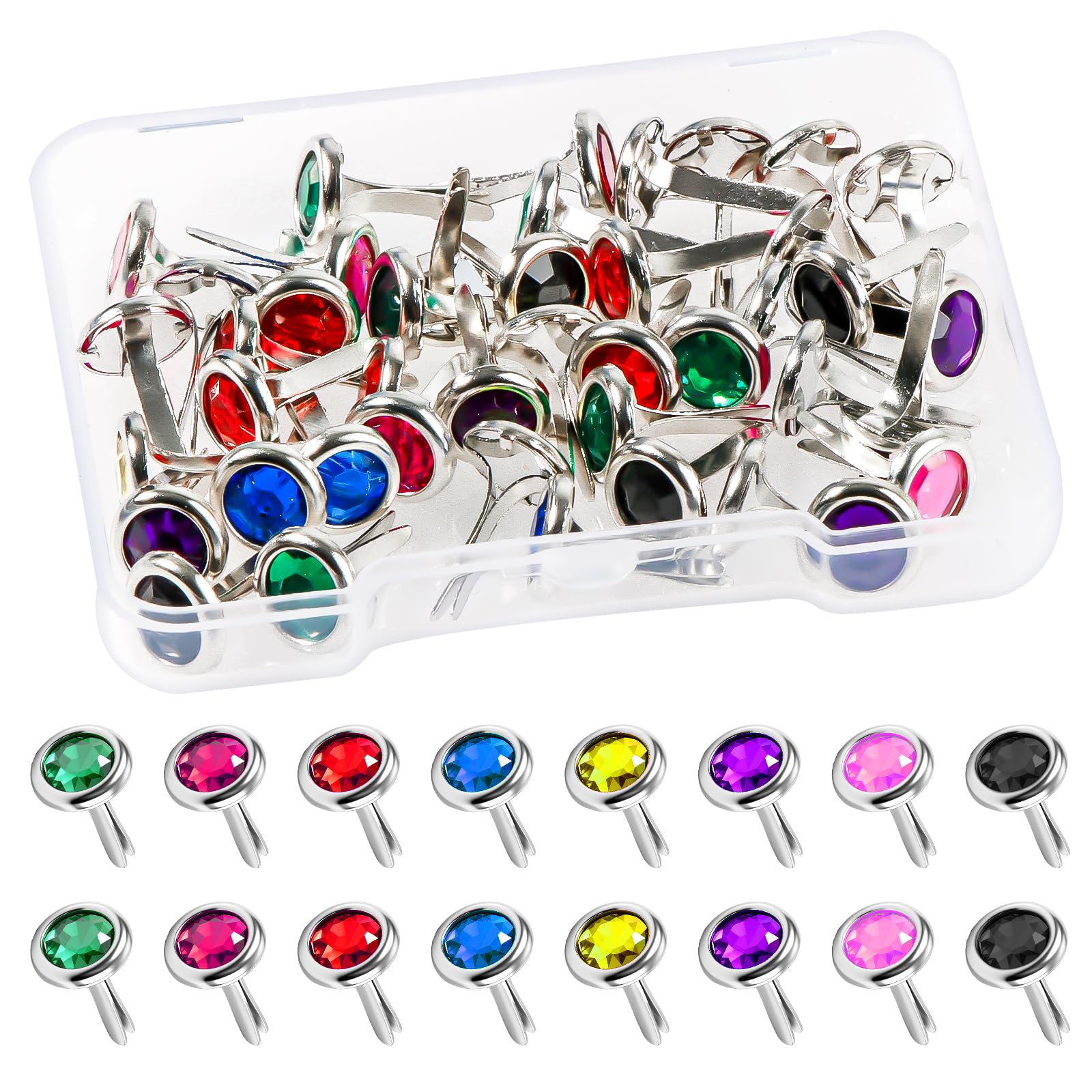 Waycreat 100pcs Split Pins Craft,Muti-Color Diamond Paper Fasteners,Mini Scrapbooking Brads for Card Making DIY โ image 1