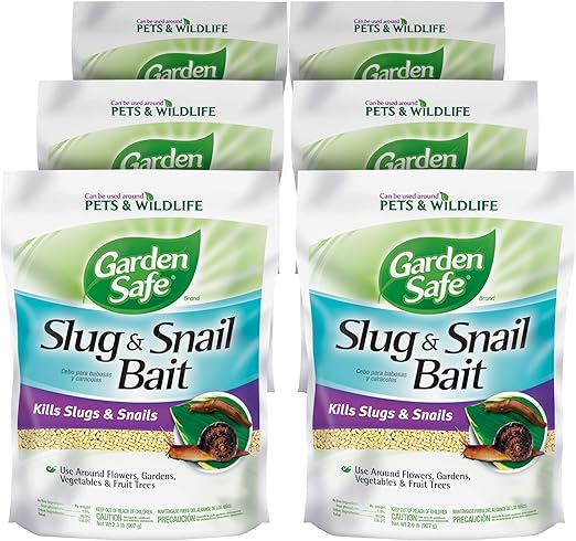 Garden Safe Brand Slug & Snail Bait Granules, 2 Pounds, Slugs & Snails Begin to Die Within 3 to 6 Days, Can Be Used Around Pets & Wildlife, For Lawns, Gardens & Greenhouses, 6 Pack