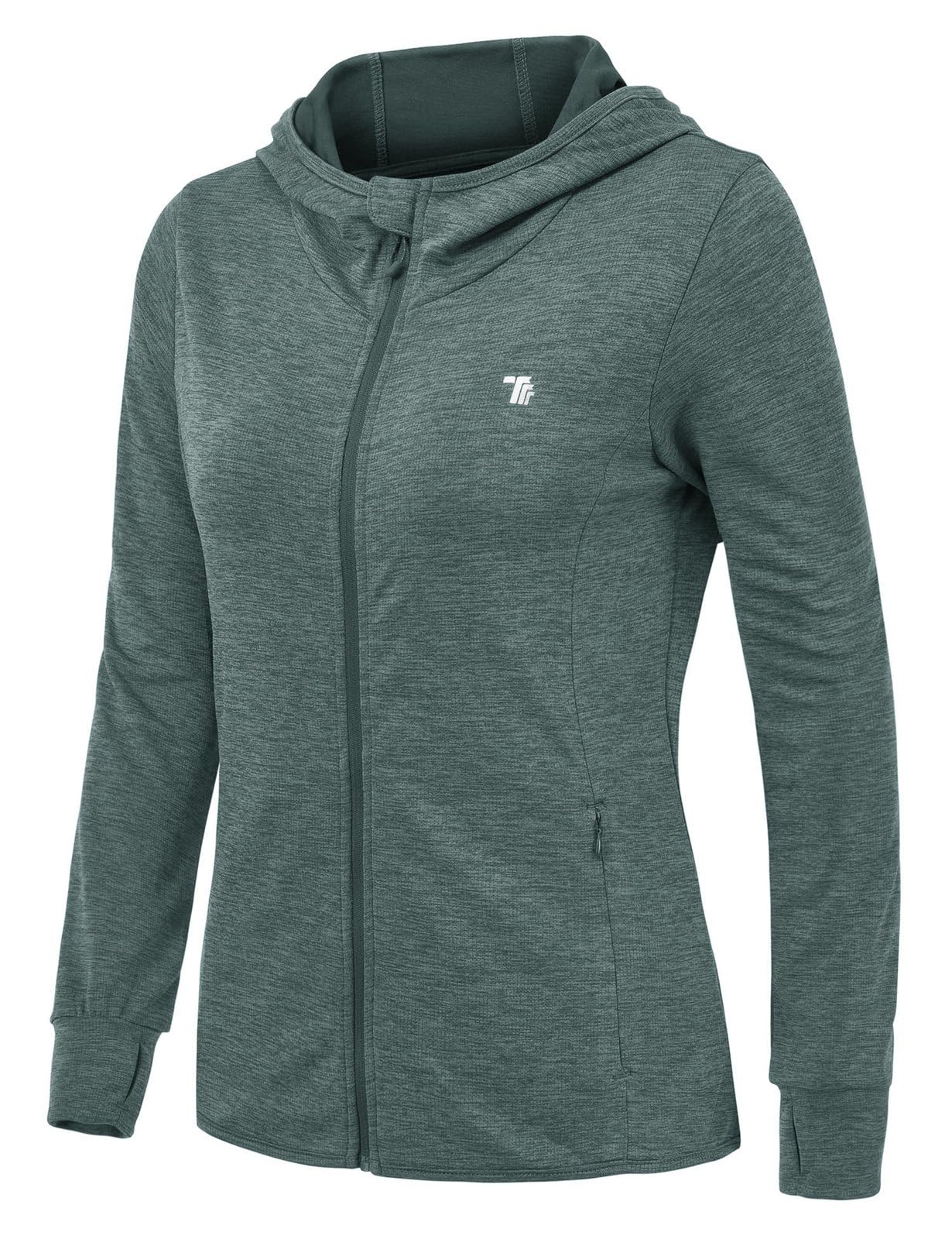 Rdruko Laufjacke Damen mit Kapuze UPF 50+ UV Sonnenschutz Hoodie Full Zip Sportjacke Leicht Fahrradjacke Langarm für Laufen Yoga Fitness