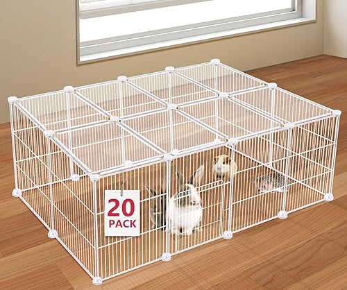 Miniatura 33 de Corralito portátil para animales pequeños, 24 paneles, 121.9 x 60.9 x 71 cm, cercado de plástico, corralito para cachorros de interior y exterior