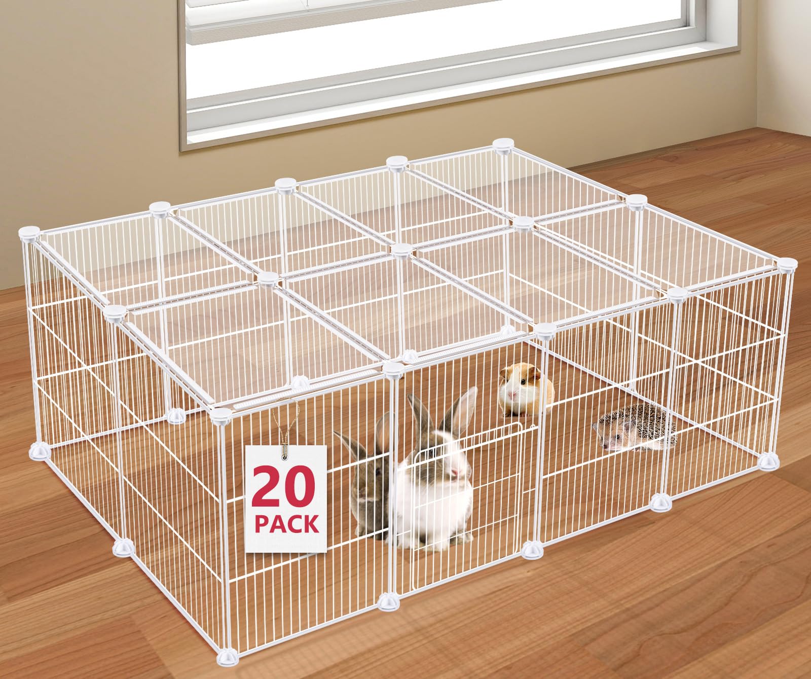 VISCOO 20 Panels Small Animal Playpen, Pet Playpen, C&C Cage for Guinea Pigs, Rabbit/Bunny Cage, Puppy Play Pen, Indoor Outdoor Portable Metal Wire