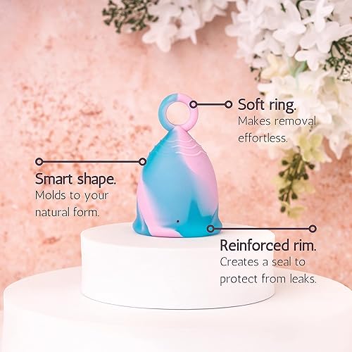 Miniatura 2 de Copas menstruales con anillo de fácil extracción (paquete de 2) – Alternativa sostenible de tampón y almohadilla – Suave, flexible, sin fugas,