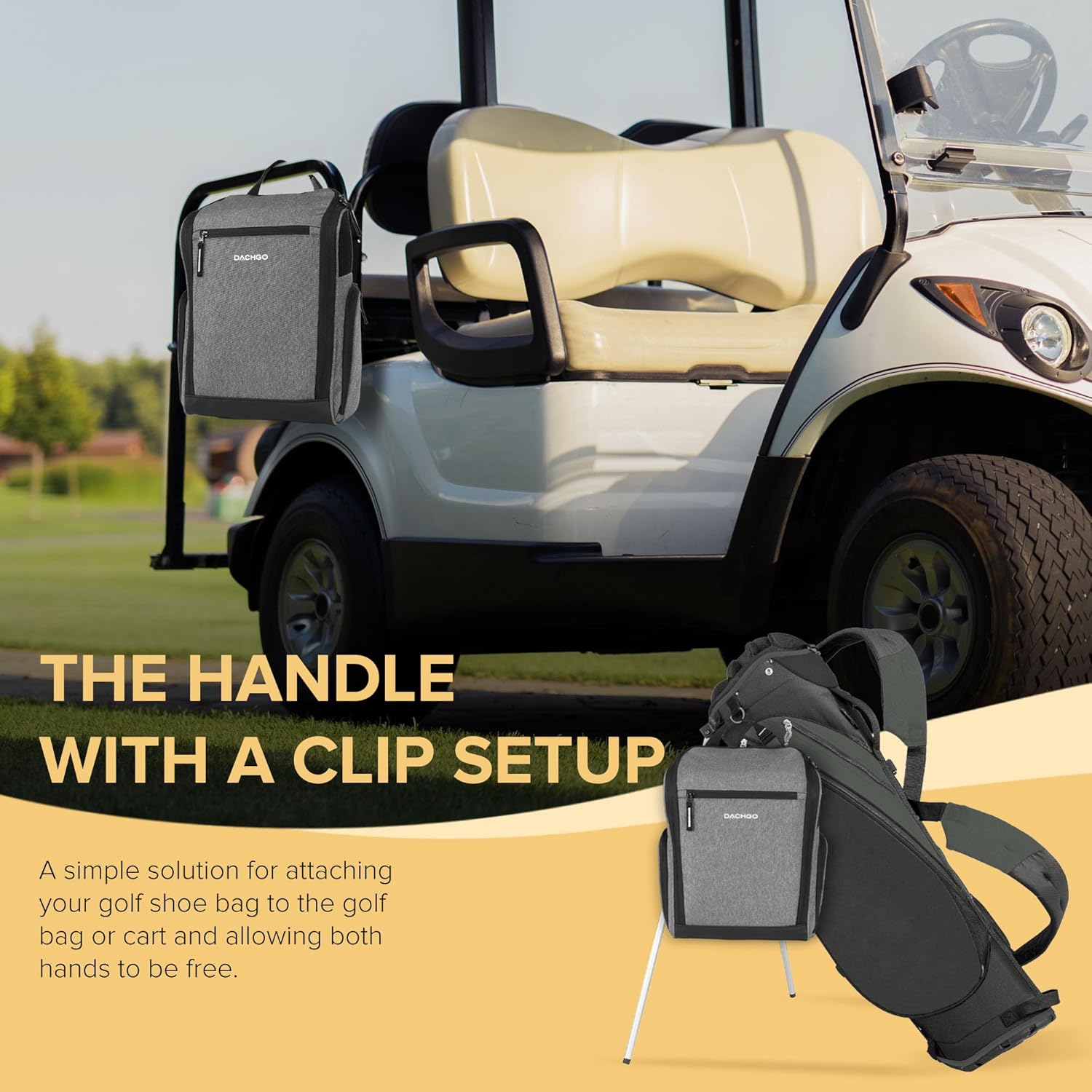 Golf Shoe Bag Men Women, Padded Golf Shoe Carry Bags with Clasped Strap Handle & Side Ventilation, 3 Pockets for Golf Tees, Balls & Accessories, Perfect for Sport Golf Baseball Soccer