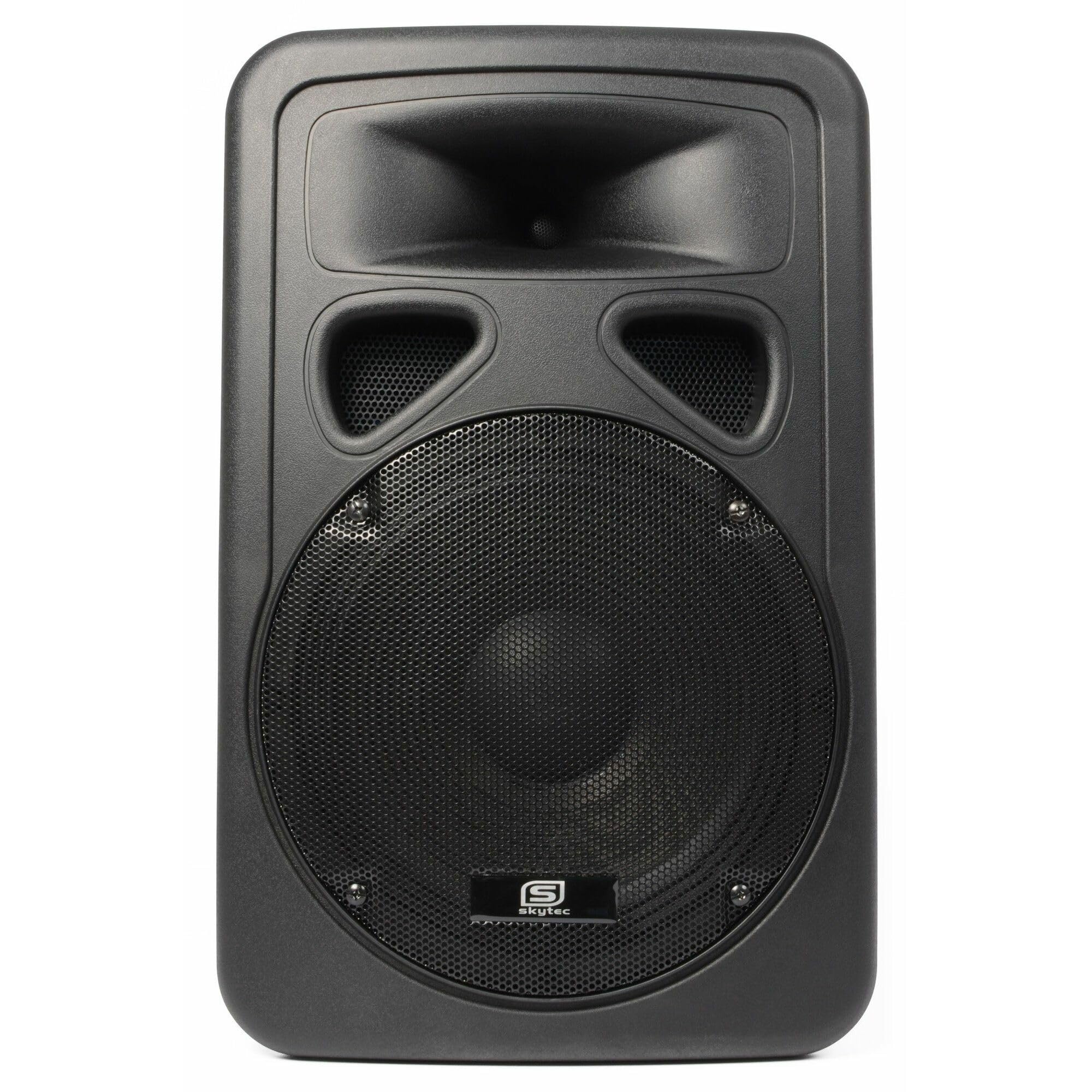 Skytec SP1200A Enceinte active 12" - 600 Watts puissance max, Boitier ABS solide avec poignées, Plug and Play, Entrées ligne et micro, Insert pour trépied, Idéal pour une utilisation mobile