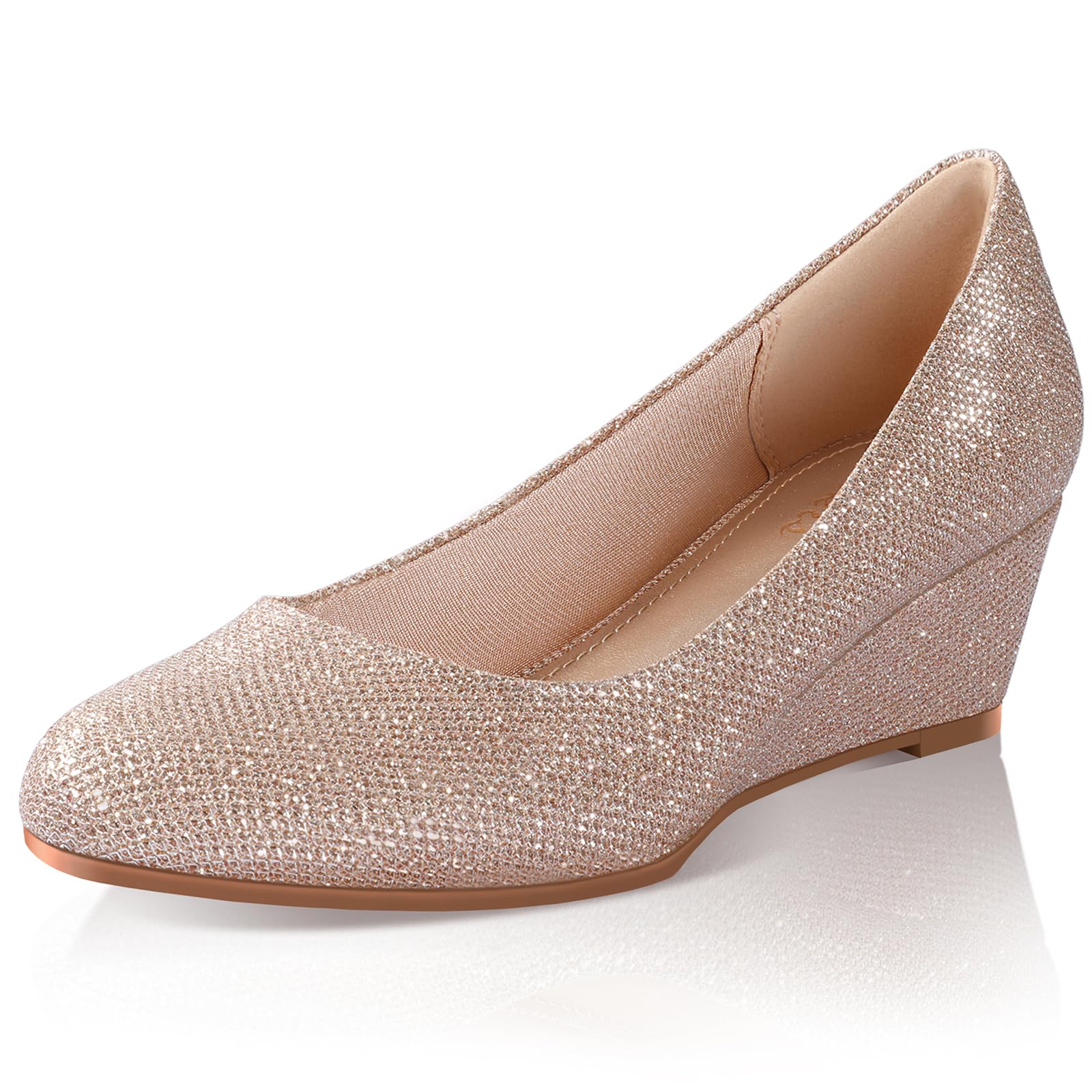 slim fit dress slacks Gold Wedge Sandals for Weddings main image 0