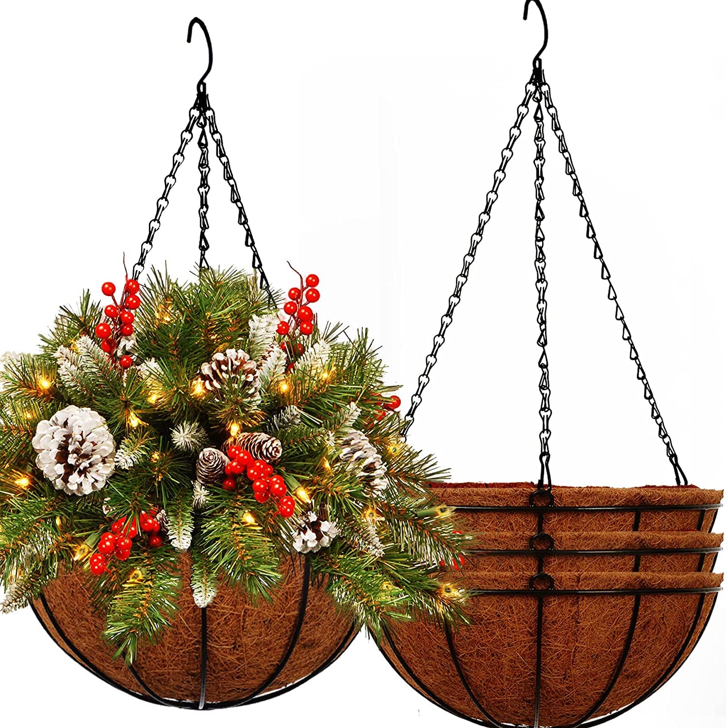 Sponsored Ad - Hanging Planters Basket Outdoor Indoor (12 Inch 4 Pack)-Coconut Coir Hanging Baskets For Plants Outdoor,Metal Wire Baskets With Coco Liner Window Box Planters,Hanging Flower Pots(Brown)