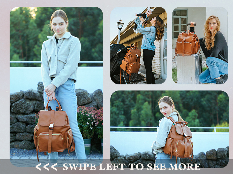 Amazon.com: MOMINSIDE Diaper Bag Backpack with 14 Pockets, Leather