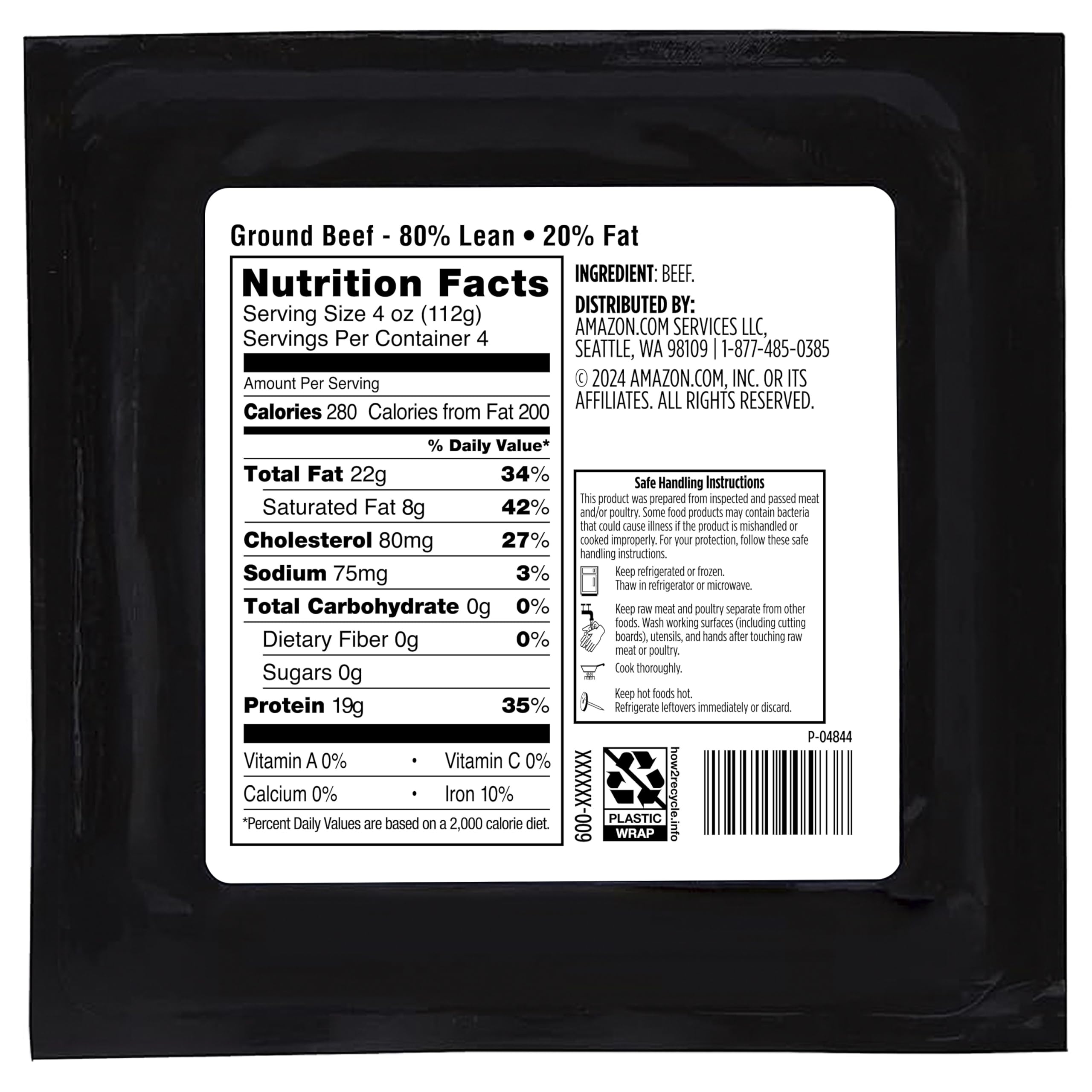 Amazon Grocery Ground Beef 80 Lean 20 Fat 1 lb Previously Fresh Brand Packaging May Vary — view 2