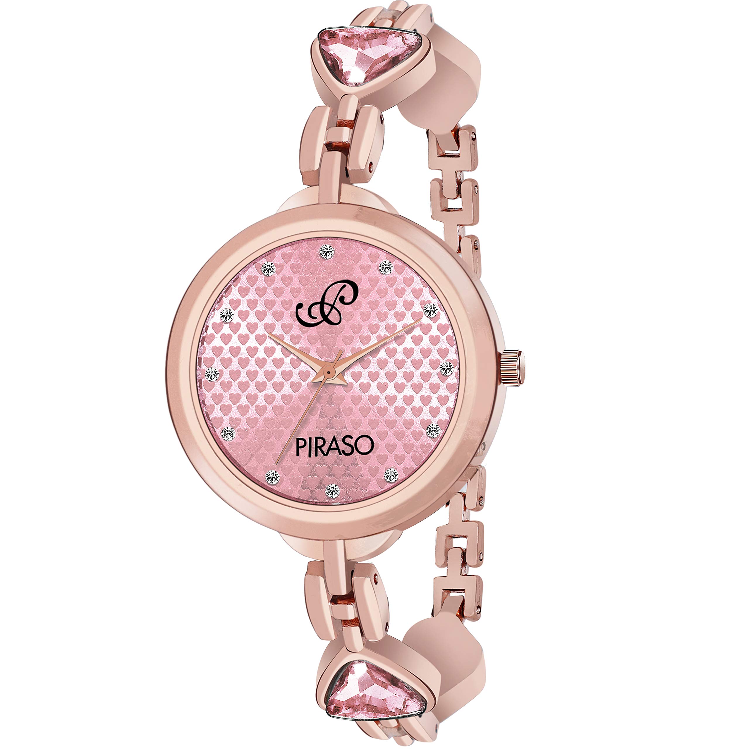 PIRASO Stunning Look Pink Dial with Beautifully Designed Double Heart on Band Watches for Women Girls (B08RX9RQ5W) Amazon Price History, Amazon Price Tracker