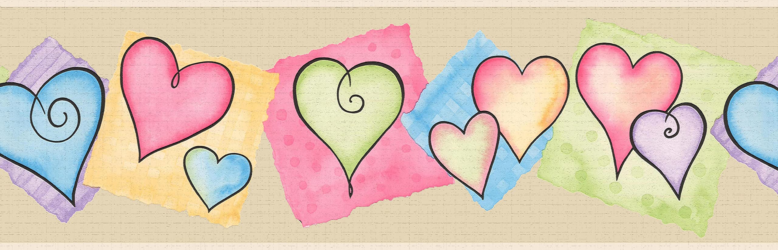 Dundee Deco Floral Purple Pink Flowers In Hearts Peel And Stick Wallpaper Border | RONA