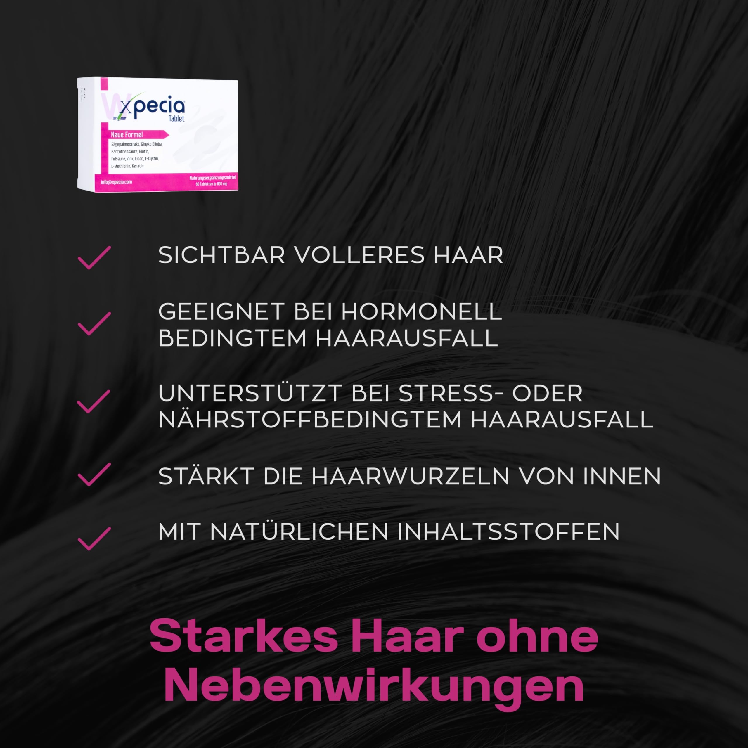 Xpecia DHT Blocker mit Biotin und Sägepalmextrakt - Mittel gegen Haarausfall Frau - Ginko Wurzel, Haar Vitamine, Sägepalme - Haarwachstum beschleunigen - Nachbehandlung Haartransplantationen