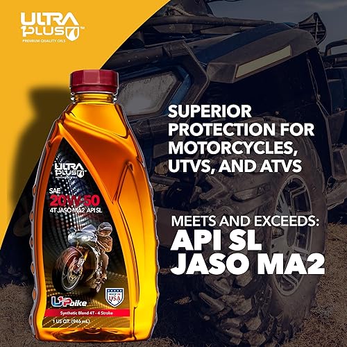 Miniatura 3 de ULTRA 1PLUS 4T 20W-50 mezcla sintética aceite de motocicleta API SL JASO MA2-20W50 aceite de motor, 3 cuartos