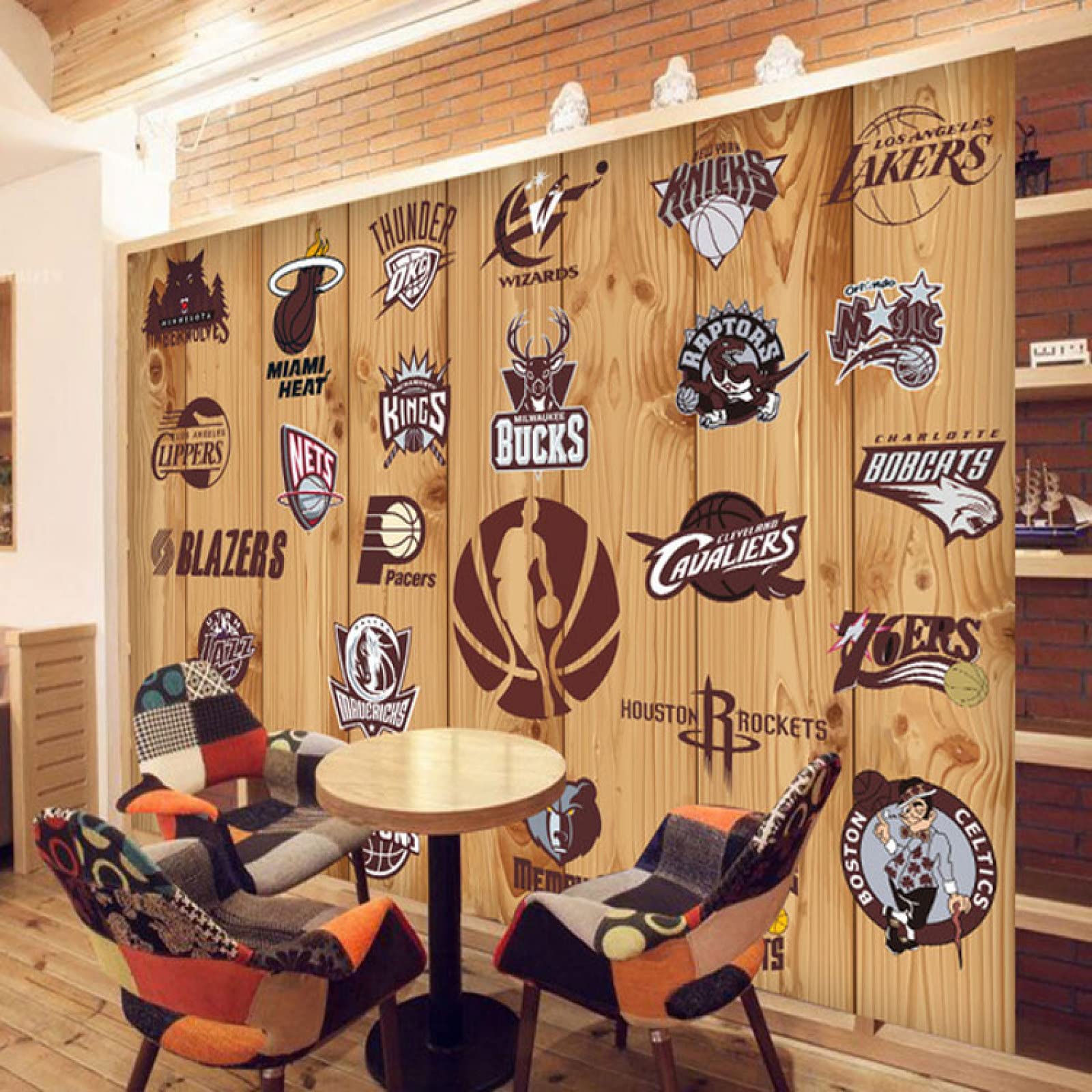 5D Carta Murale Logo Della Squadra Di Basket 3D Muro Foto Murale Carta Da Parati Camera Sportiva Divano S Carta Da Parati Murales Poster Murale Soggiorno Camera Letto Minimalista Sfondo-350cm×256cm