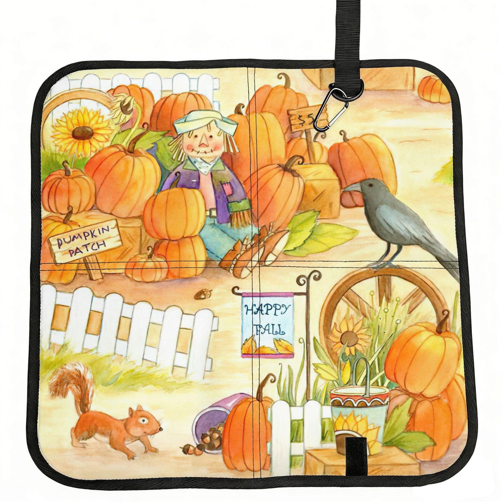 bghdfa Autumn Sunflowers Pumpkins Print Outdoor Sitting Mat Waterproof Oxford Cloth Seat Cushion Folding Foam Camping Seat For Picnic