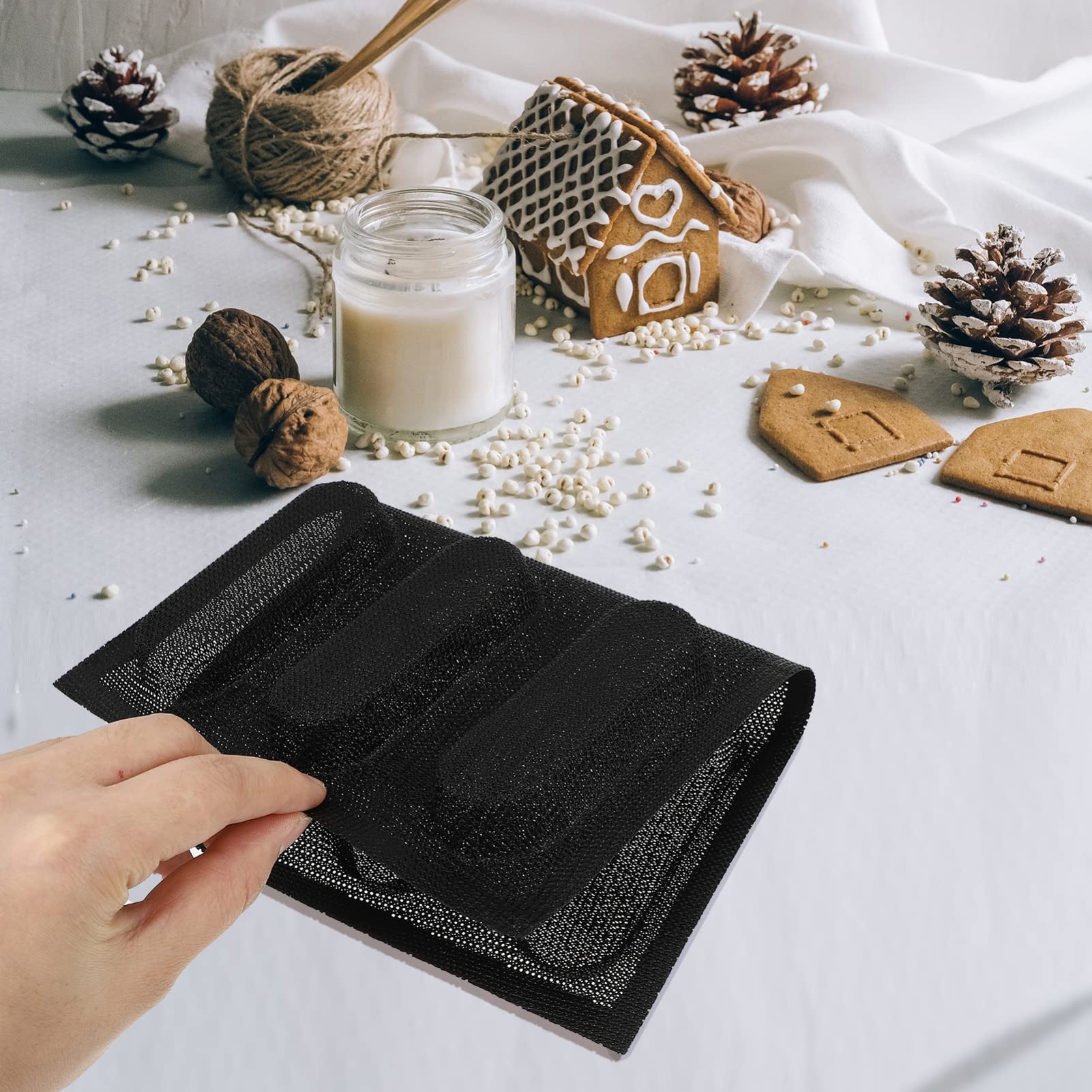 TOPBATHY 2piezas Molde De Pan De Silicona No Stick Moldes Para Hornear Transpirables Para Panes Utensilios De Repostería De Silicona Negro