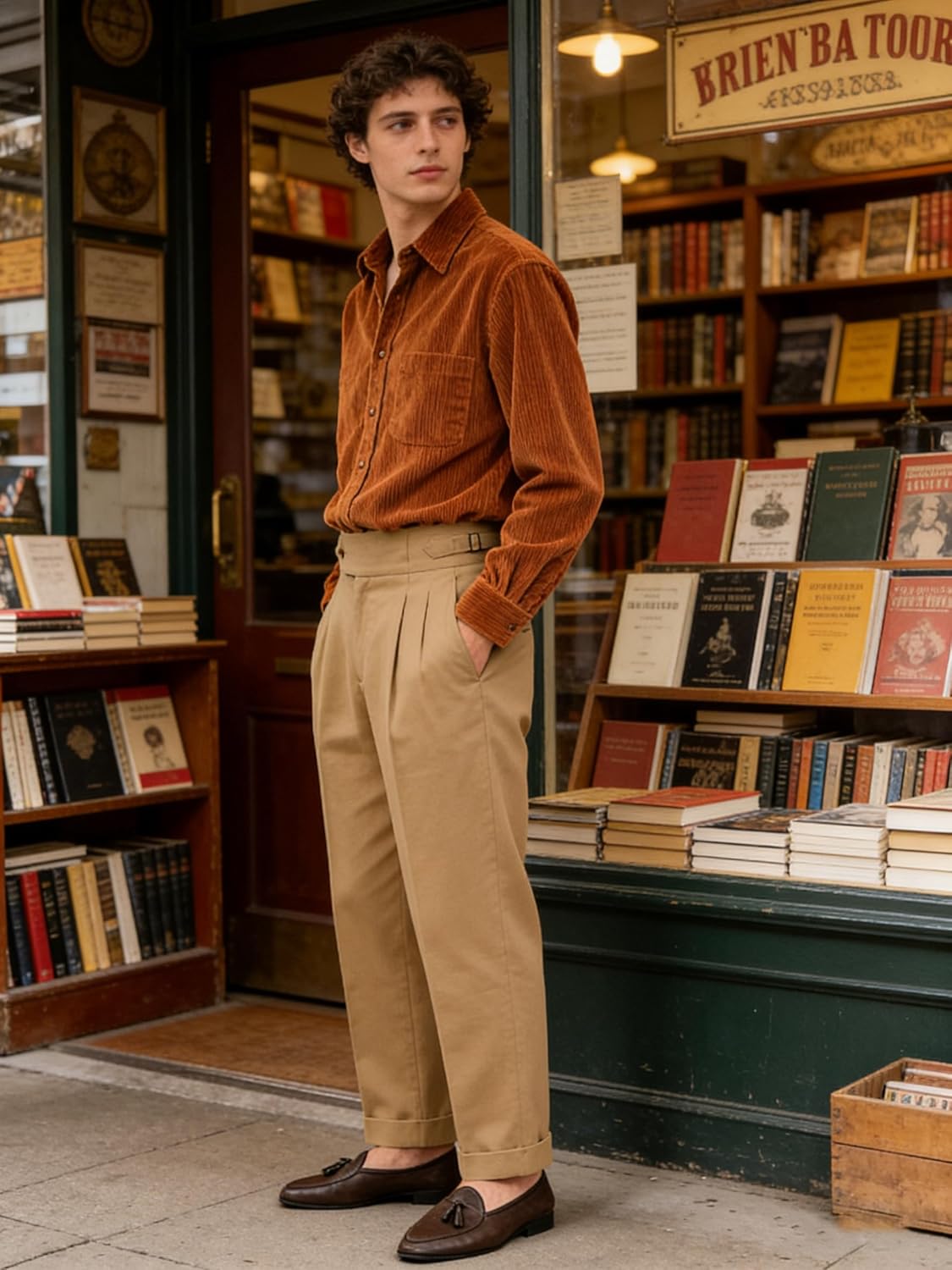 Men's Classic Gurkha Naples Cotton Pants No Belt Required Dress Pants Italian Old Money Style