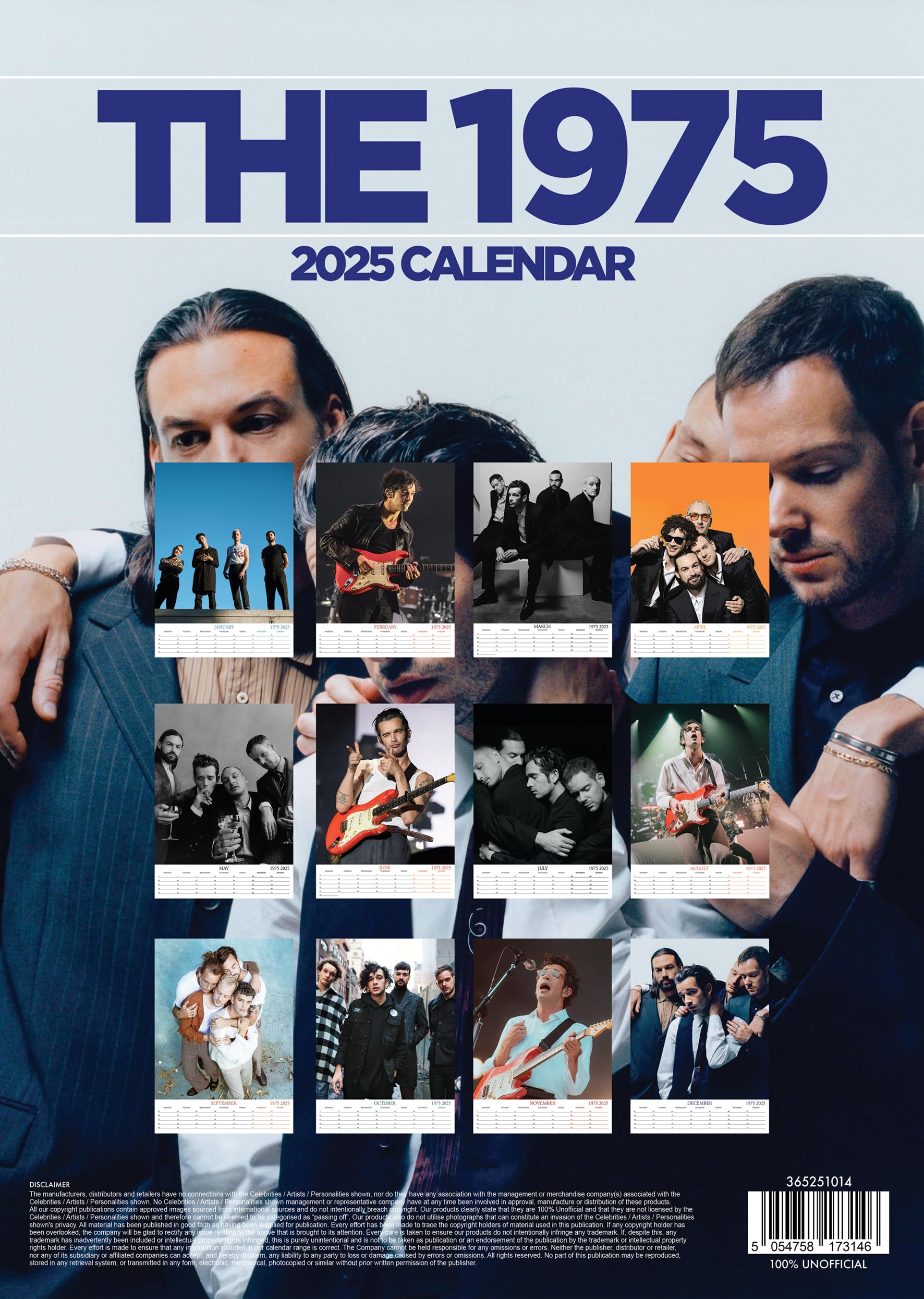 The 1975 2025 A3 Rebel Music Wirobound Wall Calendar Ideal for a