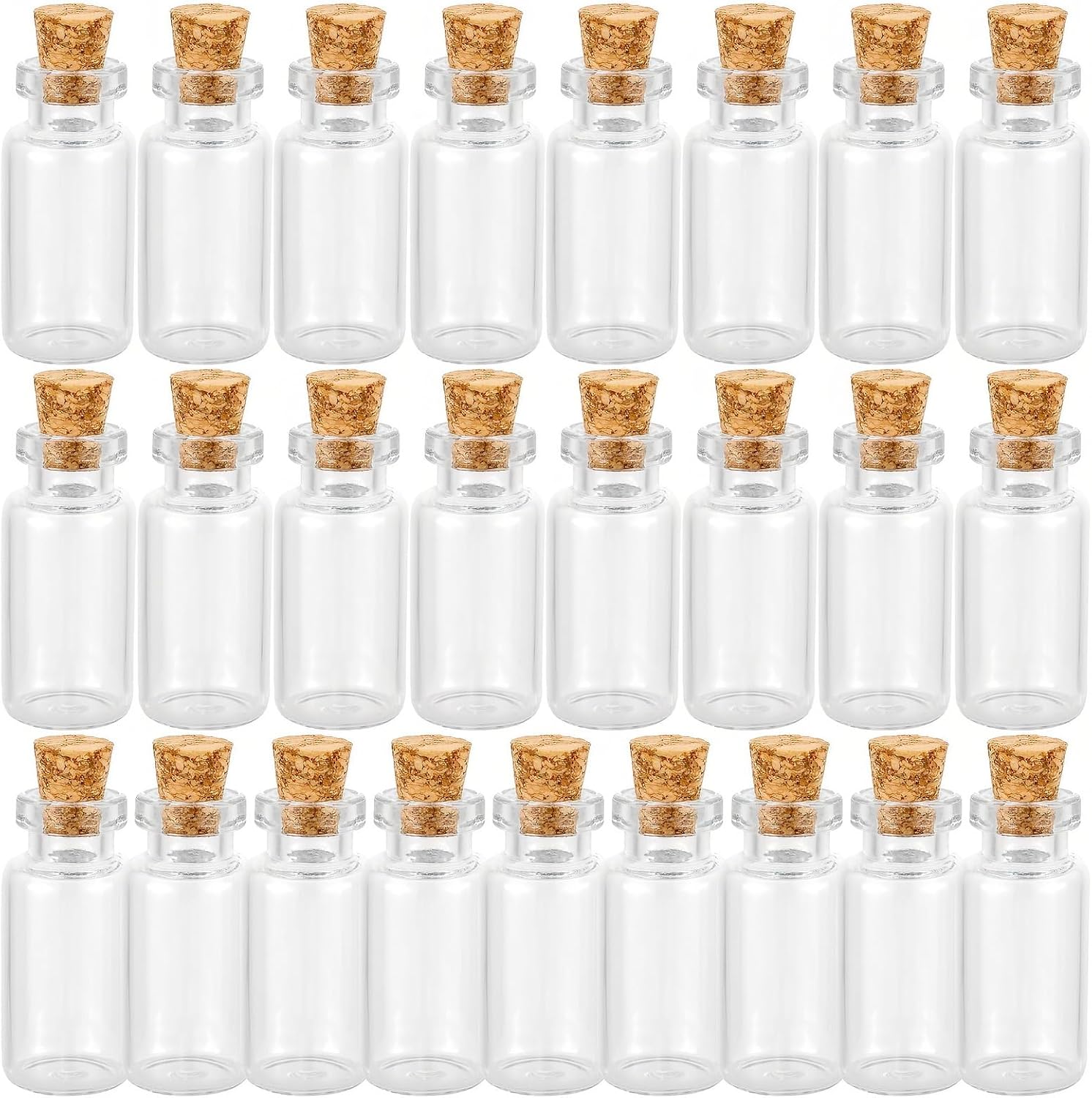 Ellbest 25Pack 3ml Mini Clear Glass Bottles with Cork Stopper