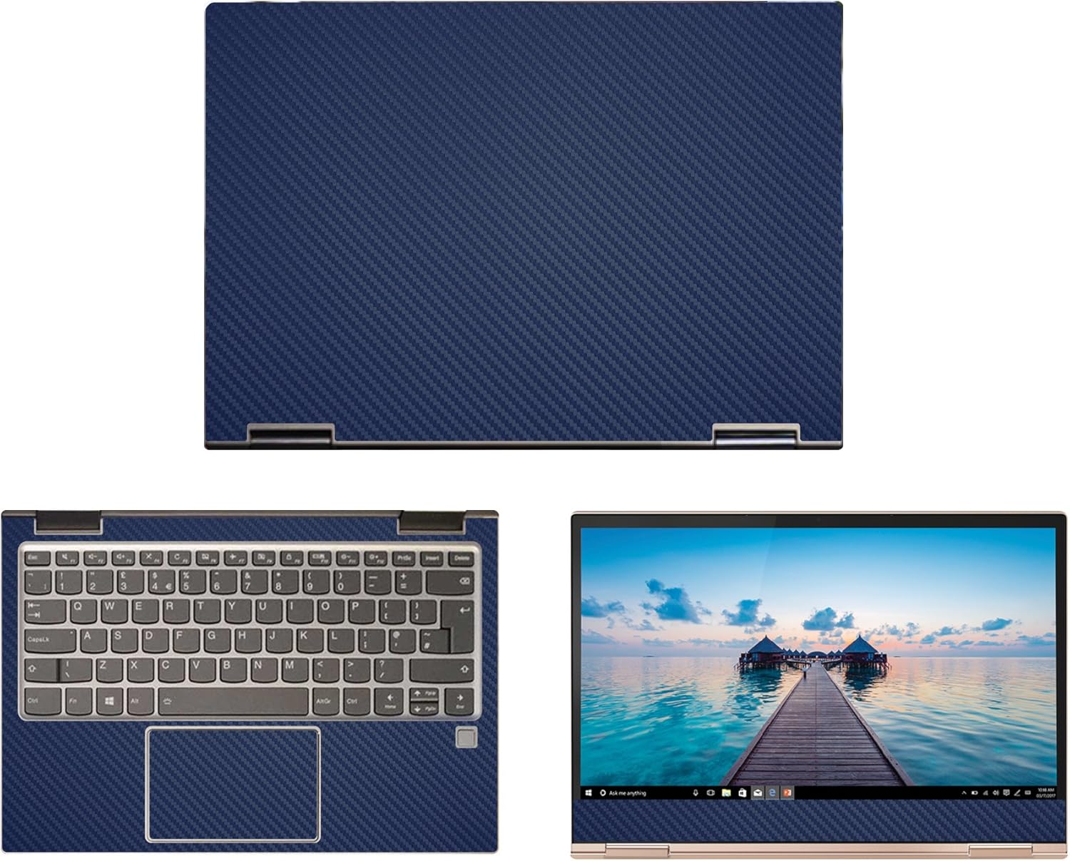 Decalrus - Protective Decal for Lenovo Yoga 730 13 (13.3" Screen) Laptop Blue Carbon Fiber Skin case Cover wrap CFlenovoYoga730_13Blue