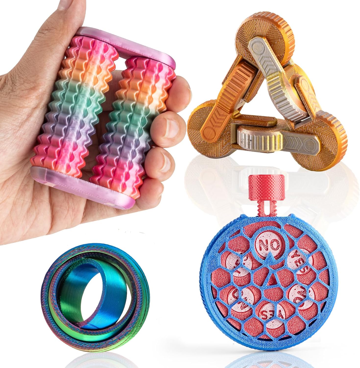 4 Pack Mechanical Fidget Toys Set, Stress Relief Desk Fidget Gadgets for Adults and Kids