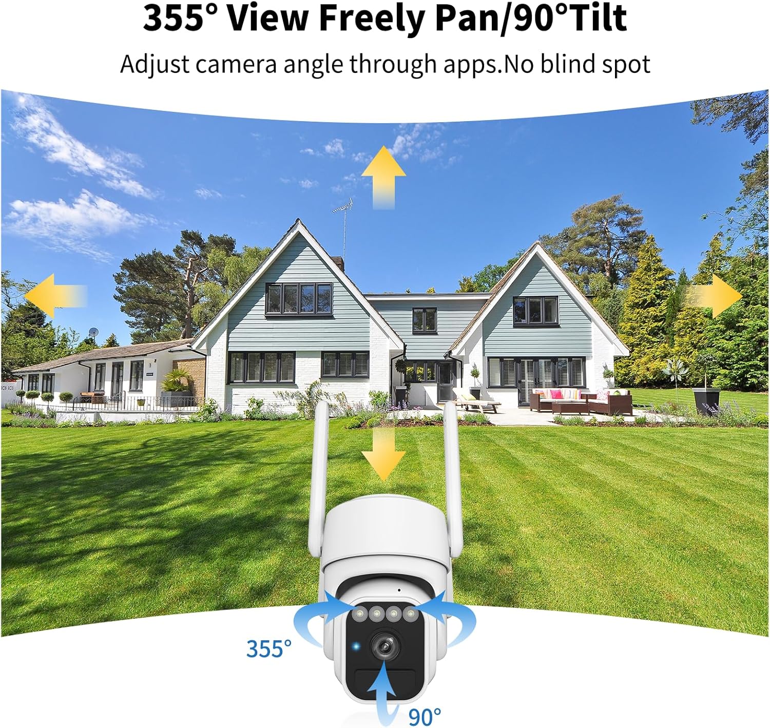 Solar Security Cameras Wireless Outdoor 2 Packs, Color Night Vision, SD/Cloud Storage, 2-Way Talk, 2.4GHz WiFi, IP65 Waterproof, 360° View - Image 3