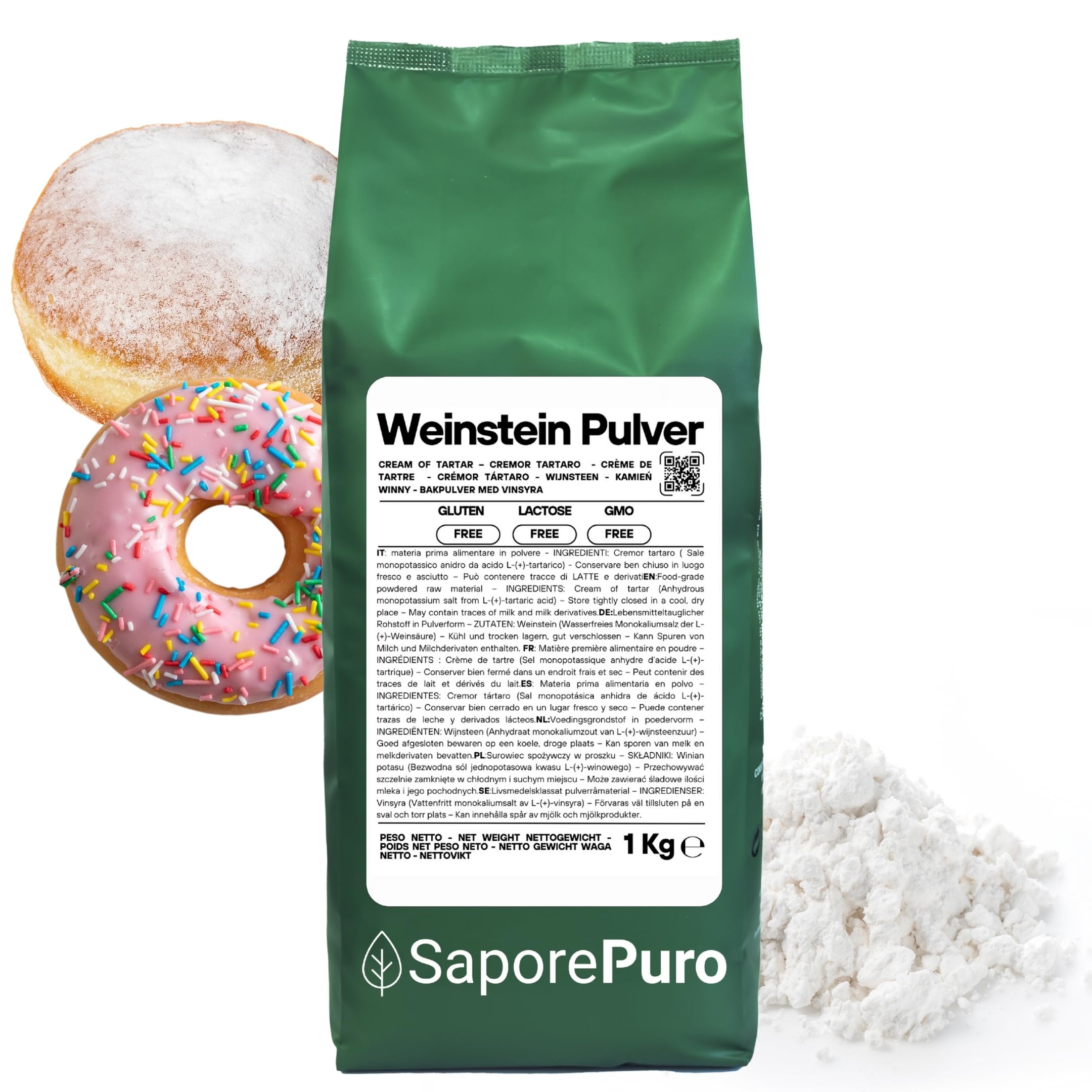 Weinstein Backpulver 1000 Gr - Cream of tartar - Kaliumtartrat