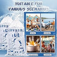 Vista 7 de Honoson 100 bolsas de almacenamiento de hielo de plástico de 8 libras con cierre de cordón de algodón para barbacoas, campamentos, puestos